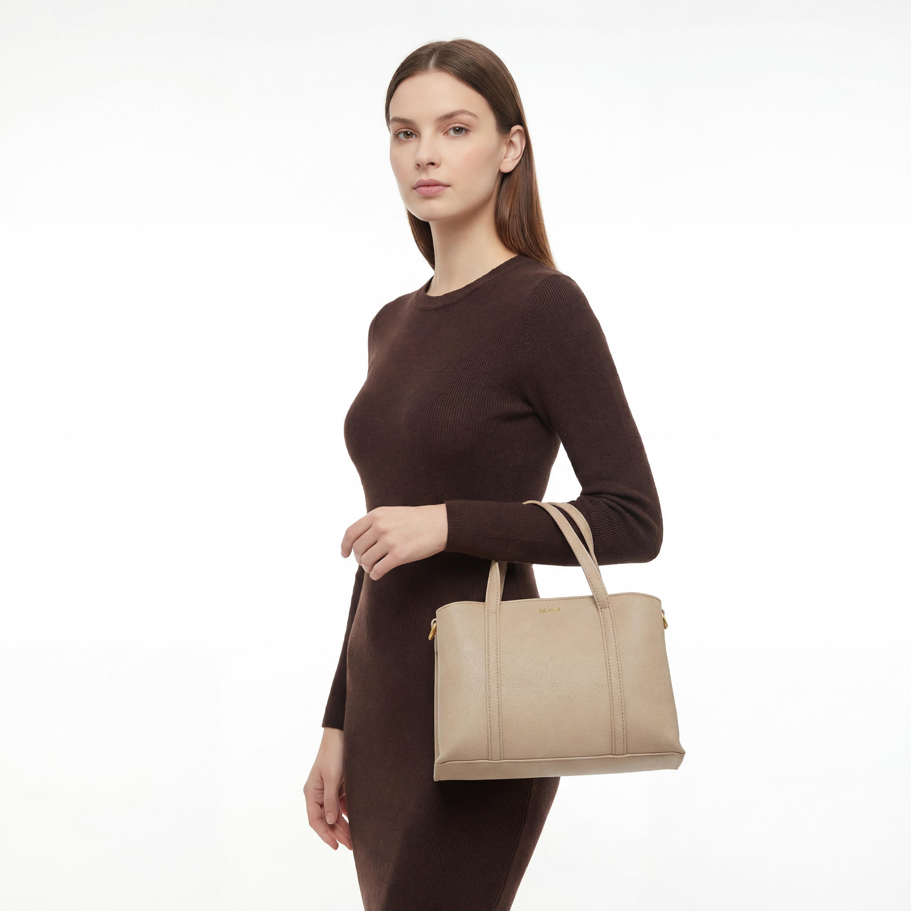 Celeste Textured Tote Bag with Double Handles-women-bagsandwallets-handbags-image-2