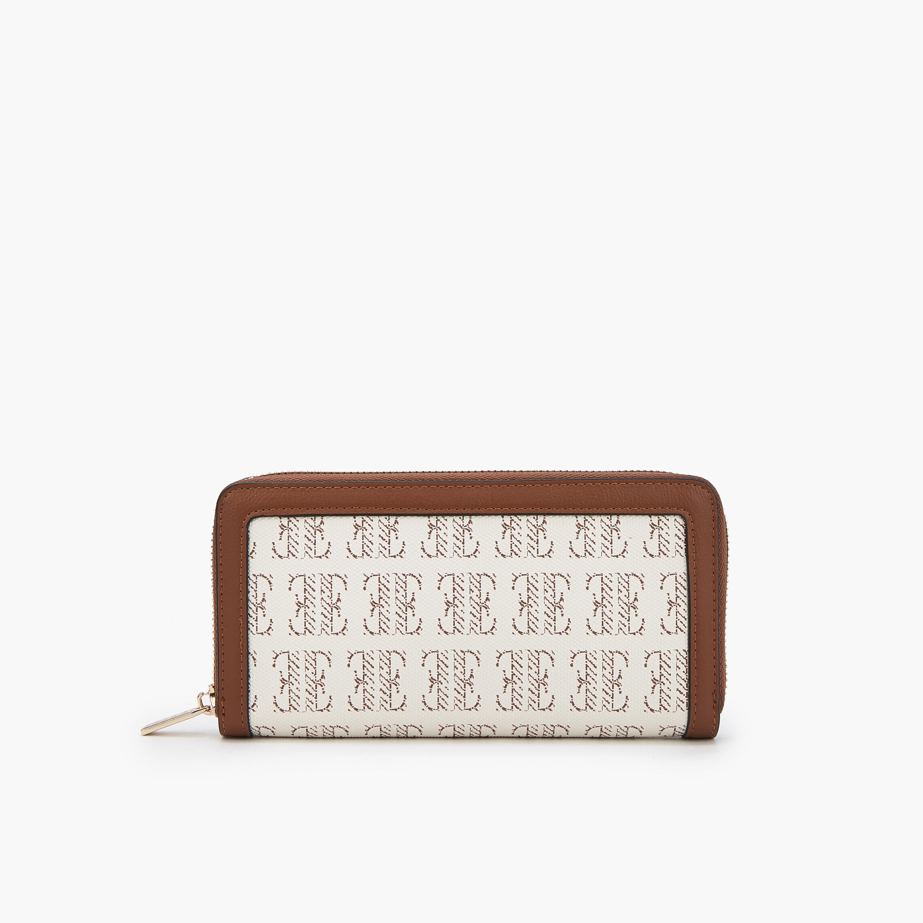 Elle Monogram Print Wallet with Zip Closure-women-bagsandwallets-wallets-image-1