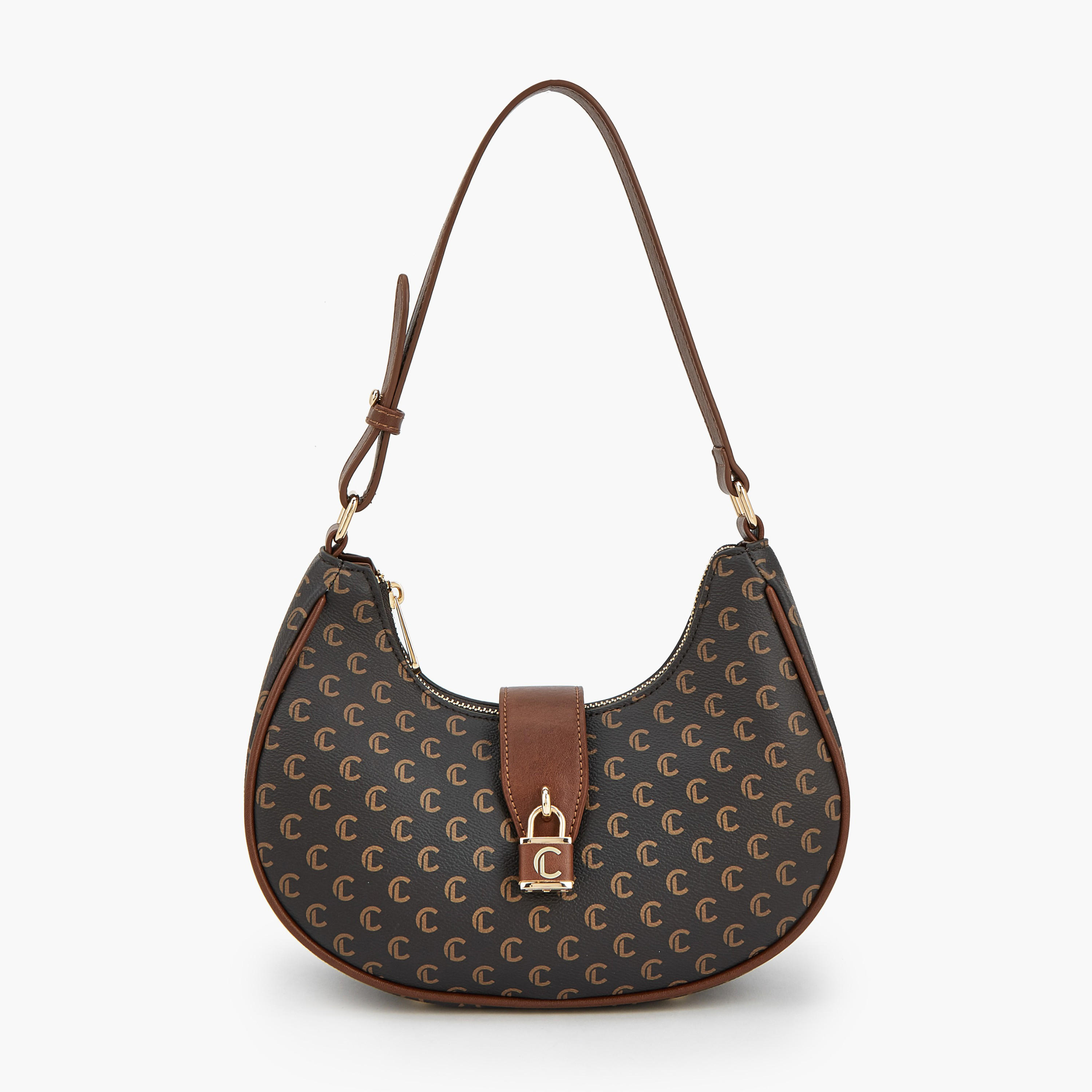 شنطة كتف بحزام قابل للتعديل وطبعات مونوجرام من لو كونفورت-women-bagsandwallets-handbags-image-1