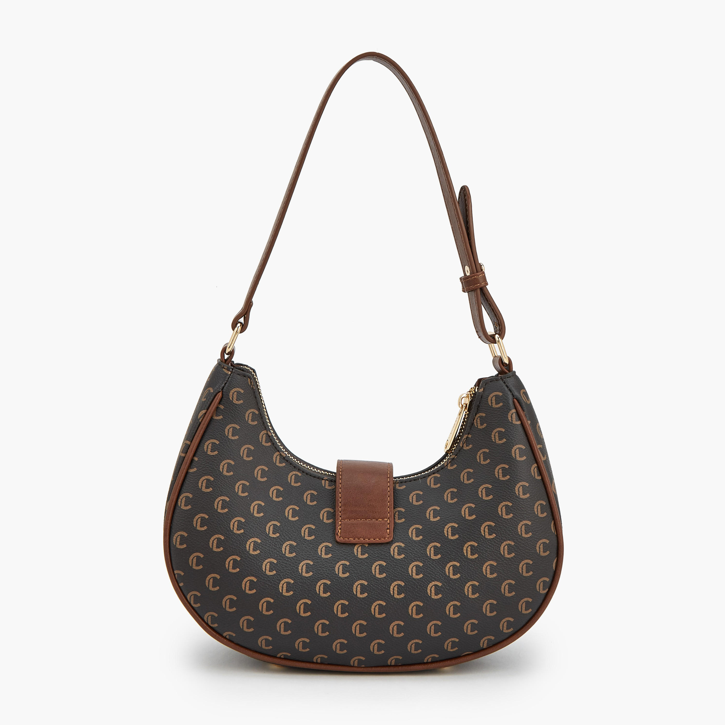 شنطة كتف بحزام قابل للتعديل وطبعات مونوجرام من لو كونفورت-women-bagsandwallets-handbags-image-5