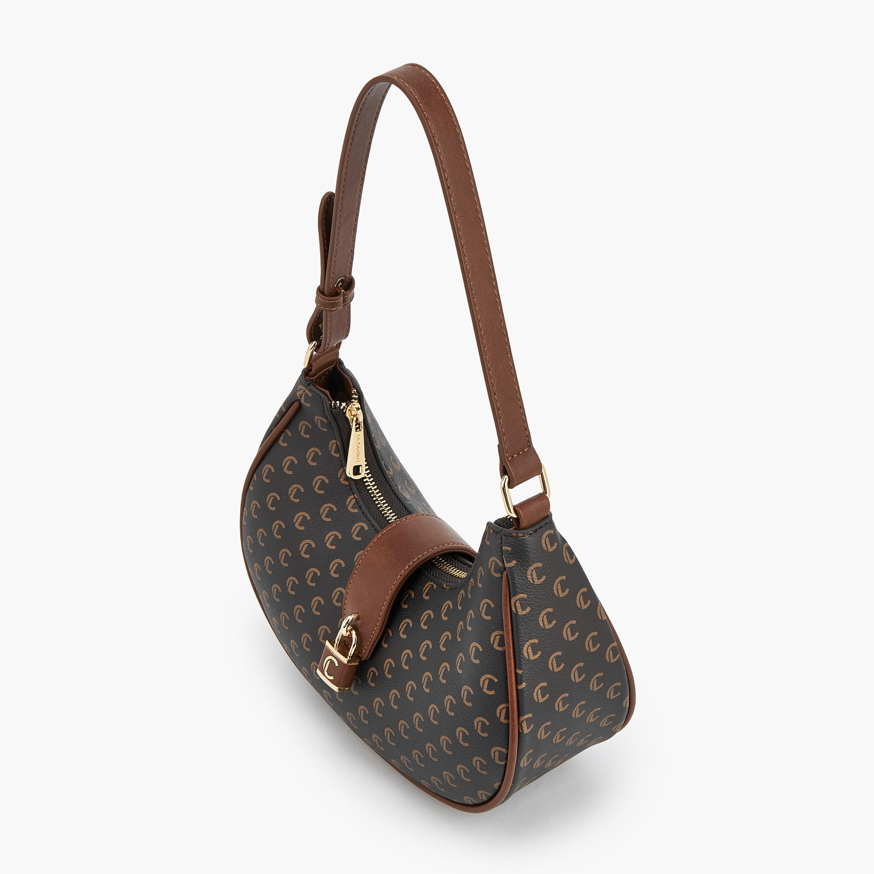 شنطة كتف بحزام قابل للتعديل وطبعات مونوجرام من لو كونفورت-women-bagsandwallets-handbags-image-6