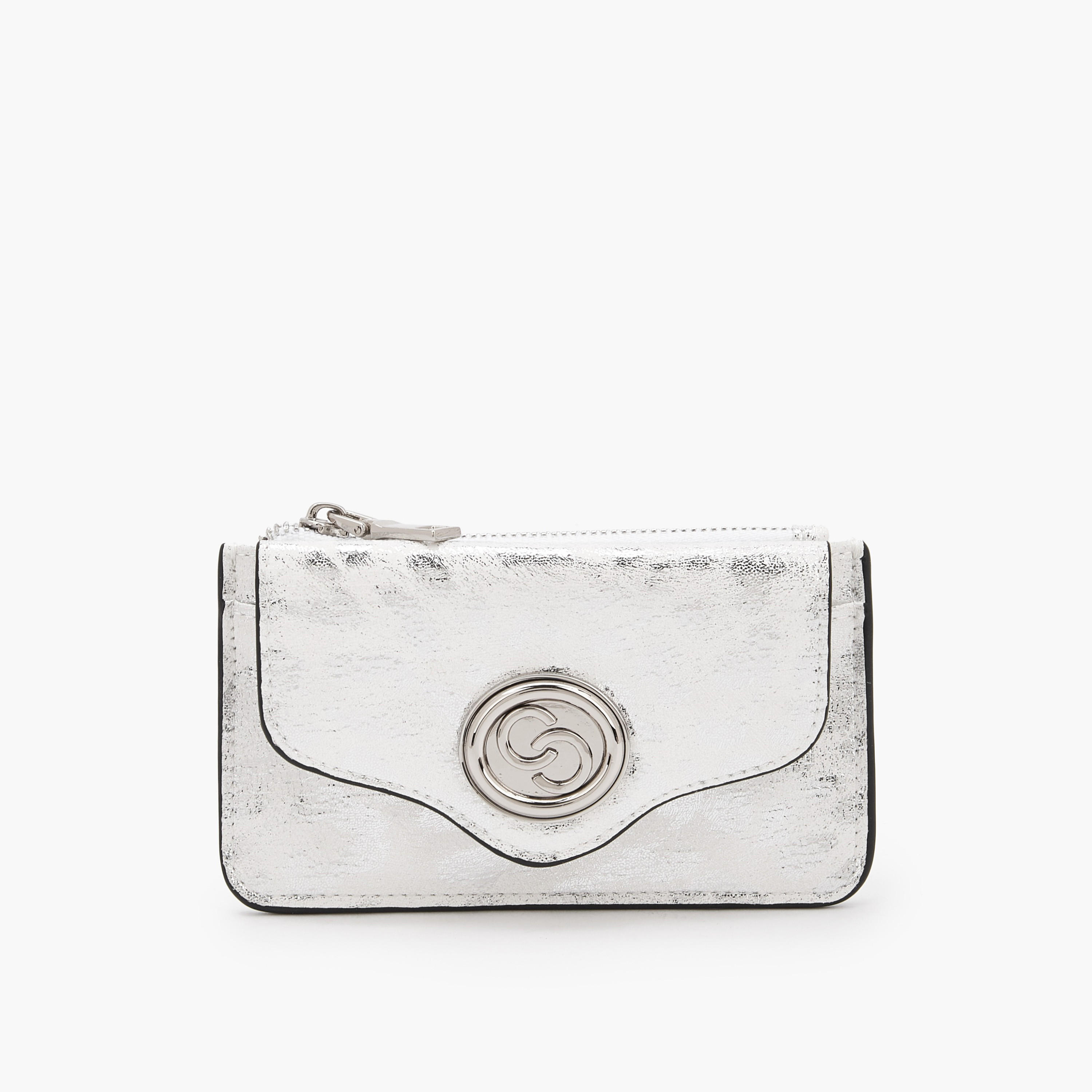 Celeste Metallic Print Card Holder with Zip Closure-women-bagsandwallets-wallets-image-1