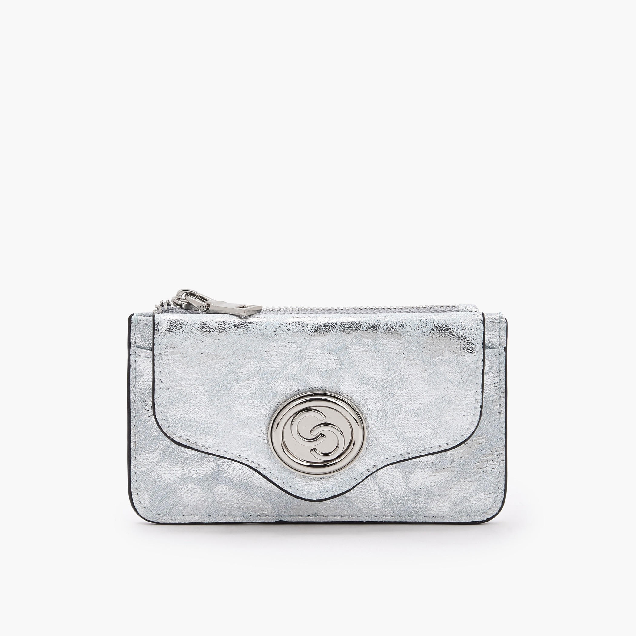 Celeste Metallic Print Card Holder with Zip Closure-women-bagsandwallets-wallets-image-1
