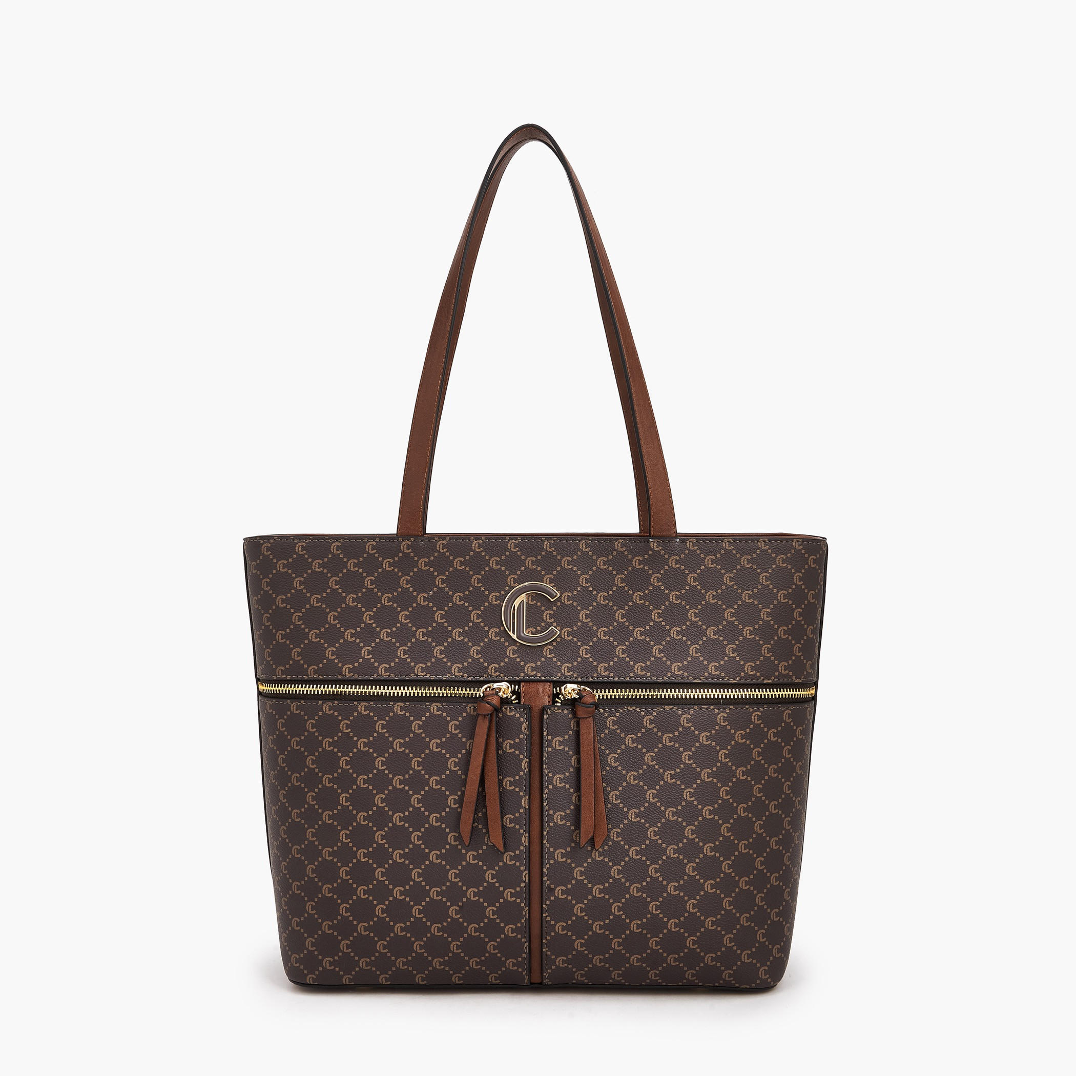شنطة توتي بمقابض مزدوجة وطبعات مونوجرام من لو كونفورت-women-bagsandwallets-handbags-image-1