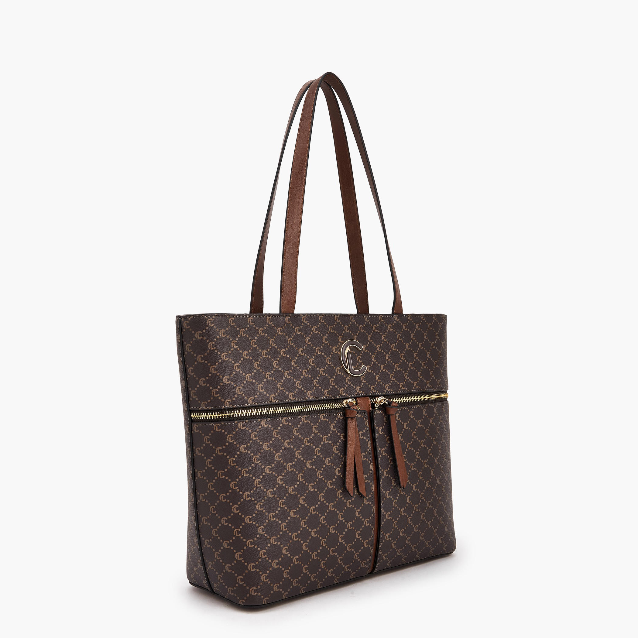 شنطة توتي بمقابض مزدوجة وطبعات مونوجرام من لو كونفورت-women-bagsandwallets-handbags-image-2