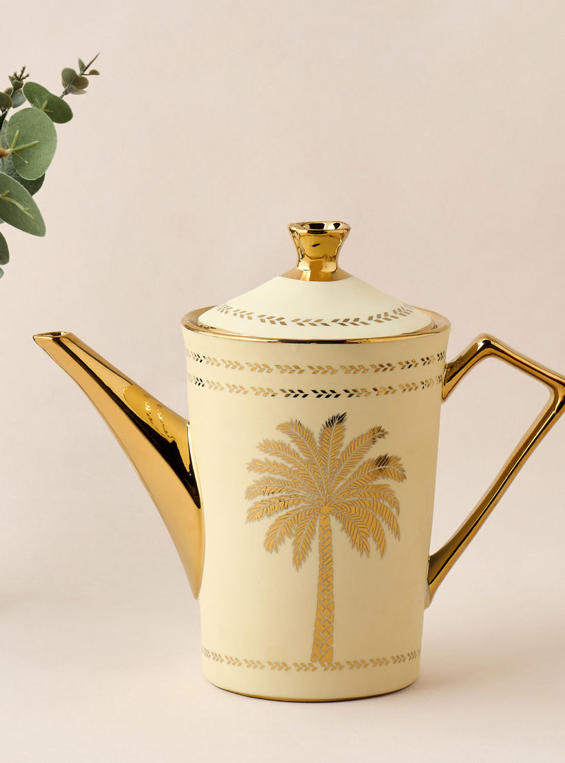 Palm Tree Print 13-Piece Porcelain Cup and Saucer Set with Teapot-household-dining-teaandcoffee-teaandcoffeesets-image-3