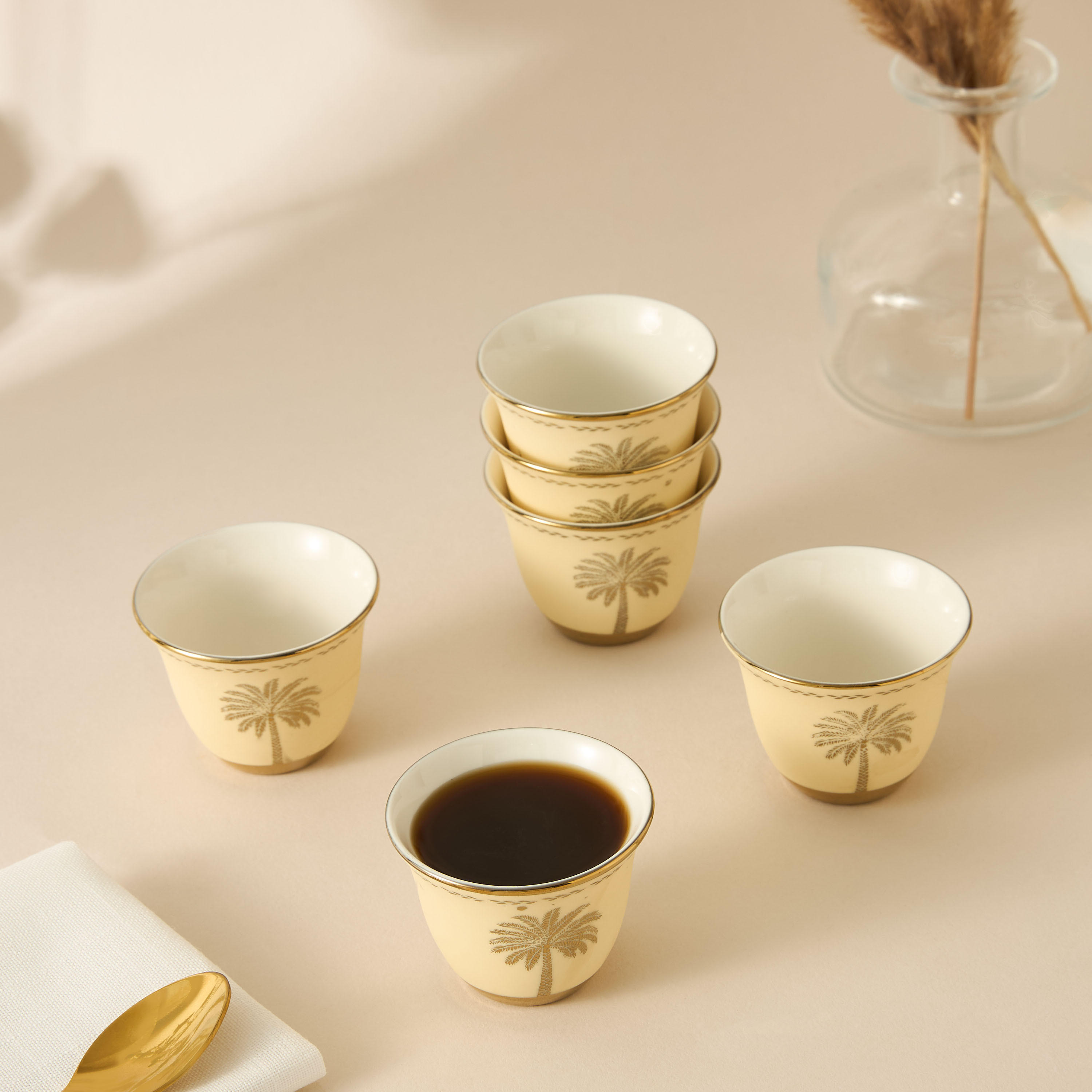 طقم فناجين قهوة خزف صيني 6 قطع بطبعات - 80 مل-household-dining-teaandcoffee-teaandcoffeesets-image-1