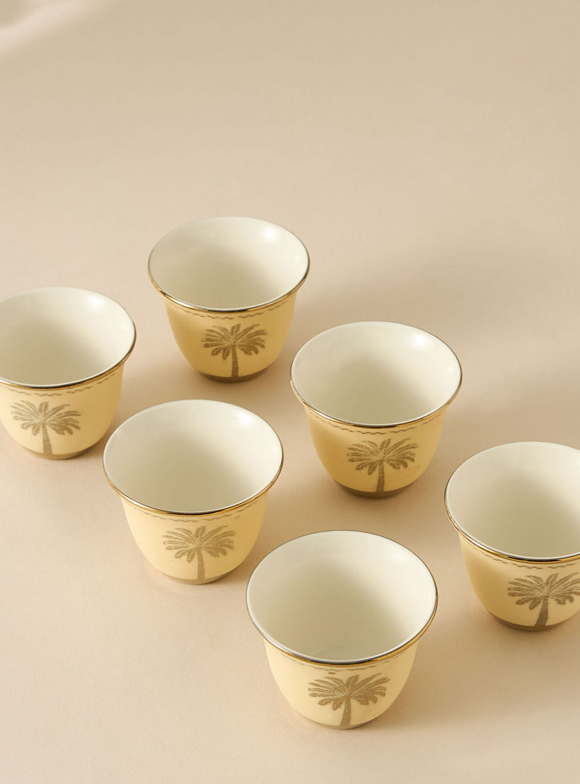 Palm Tree Print 6-Piece Bone China Kahwa Cup Set - 80 ml-household-dining-teaandcoffee-teaandcoffeesets-image-2