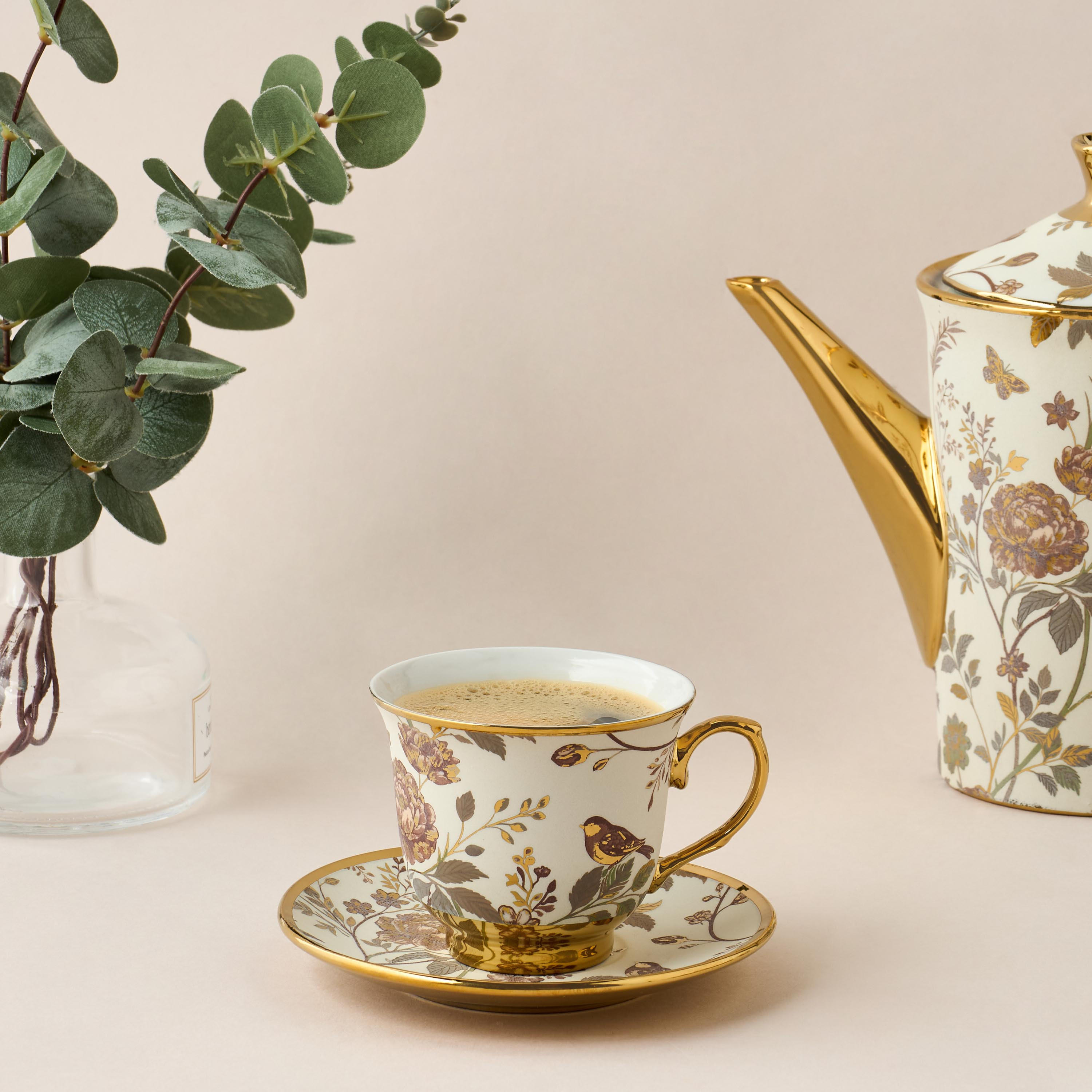 Alina Floral Print 13-Piece Porcelain Cup and Saucer Set with Teapot-household-dining-teaandcoffee-teaandcoffeesets-image-2