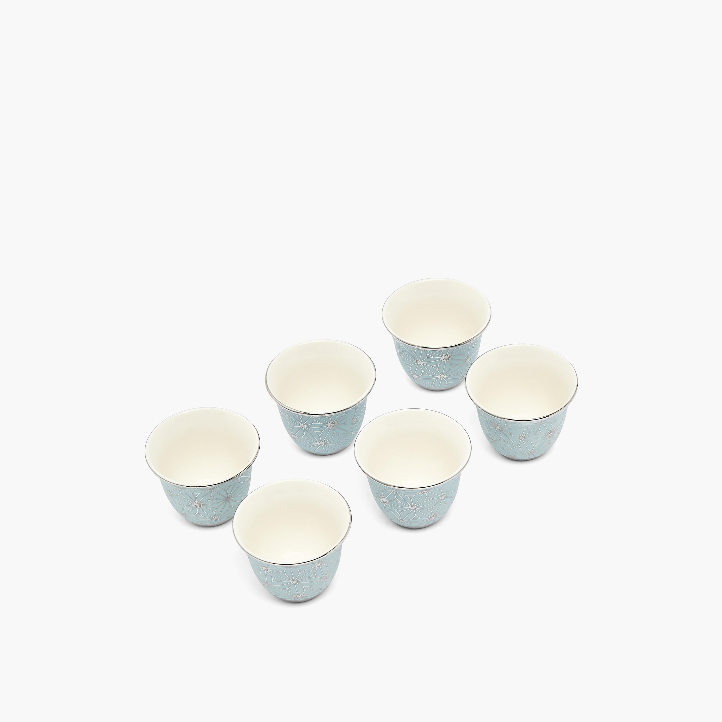 طقم فناجين قهوة عربية صيني بطبعة هندسية - 6 قطع-household-dining-teaandcoffee-teaandcoffeesets-image-2