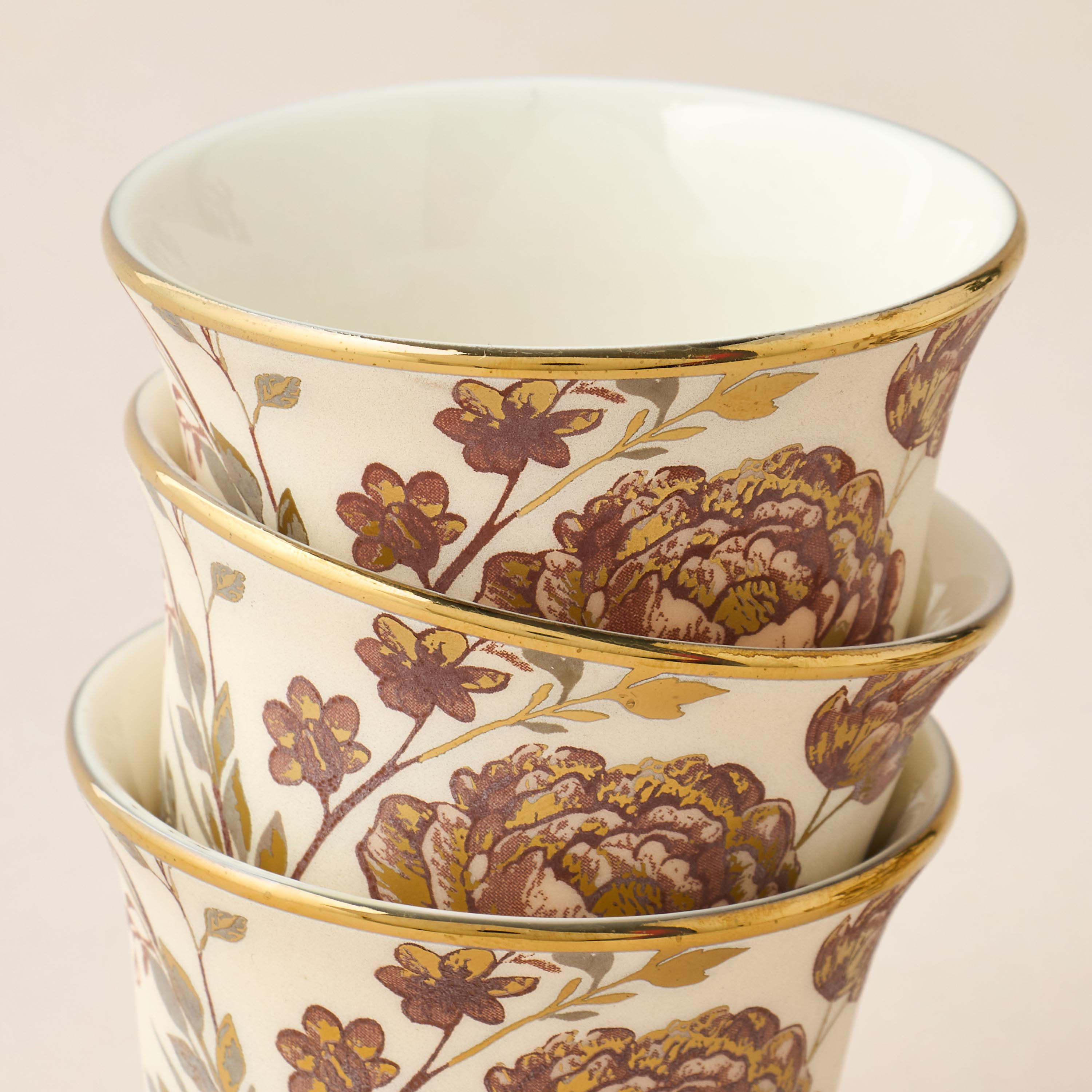 Alina Floral Print 6-Piece Bone China Kahwa Cup Set - 80 ml-household-dining-teaandcoffee-teaandcoffeesets-image-3