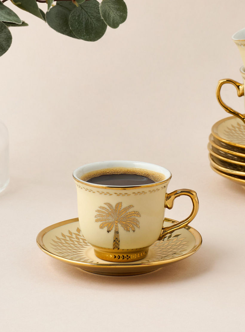 Palm Tree Print 12-Piece Porcelain Cup and Saucer Set - 90 ml-household-dining-teaandcoffee-teaandcoffeesets-image-2