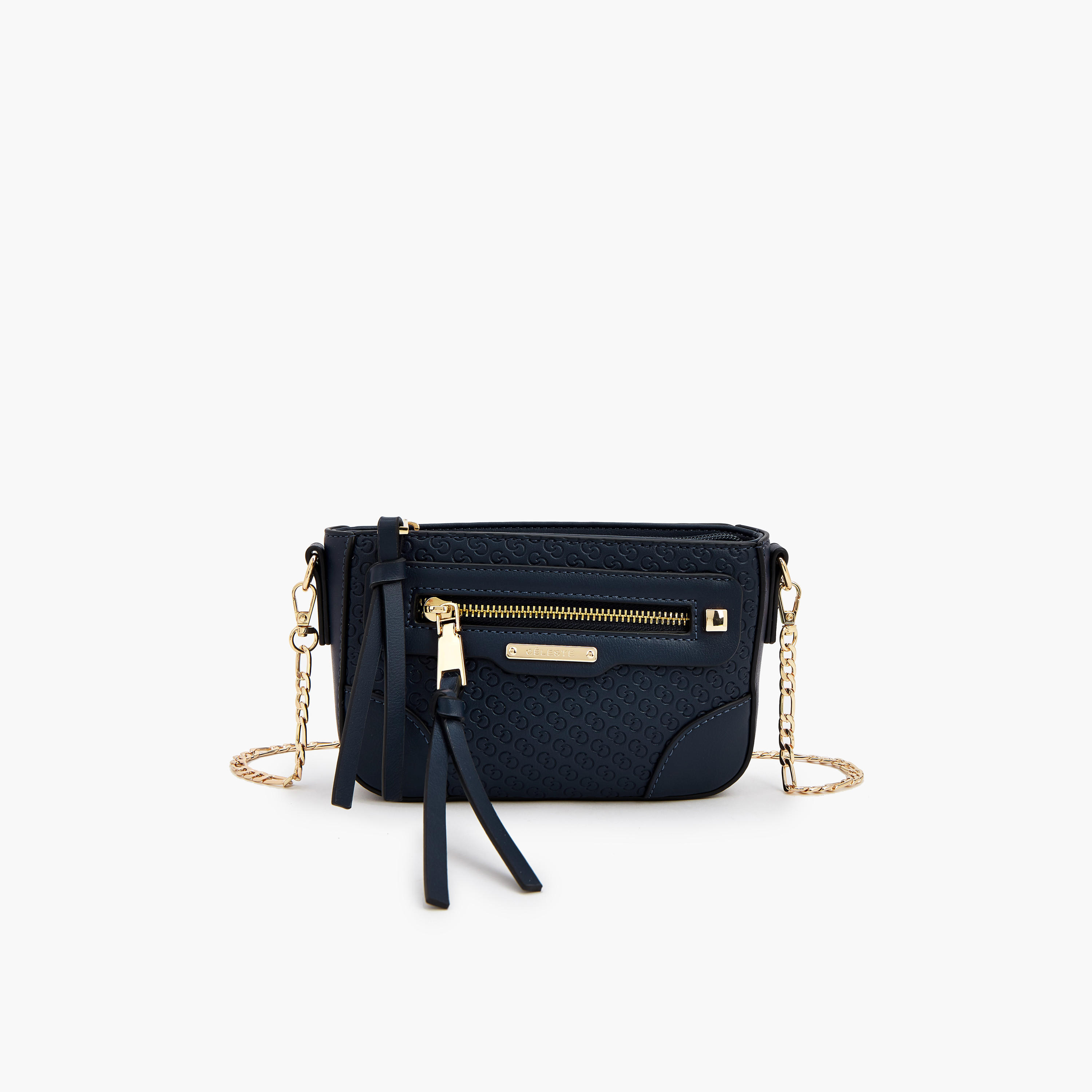 شنطة كروس بودي منقوشة بحزام سلسلة من سيليست-women-bagsandwallets-handbags-image-1