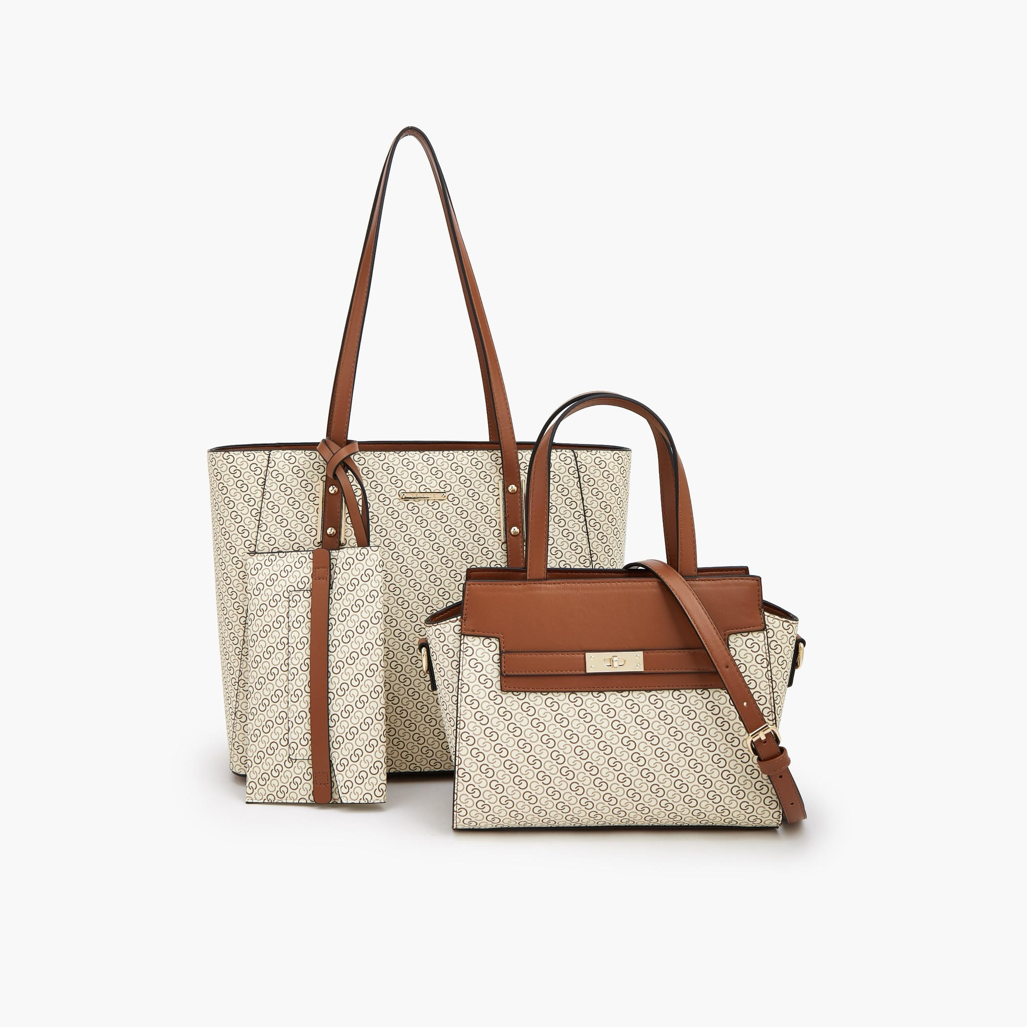 Celeste Monogram Print Tote Bag with Shoulder Bag and Pouch-women-bagsandwallets-handbags-image-1