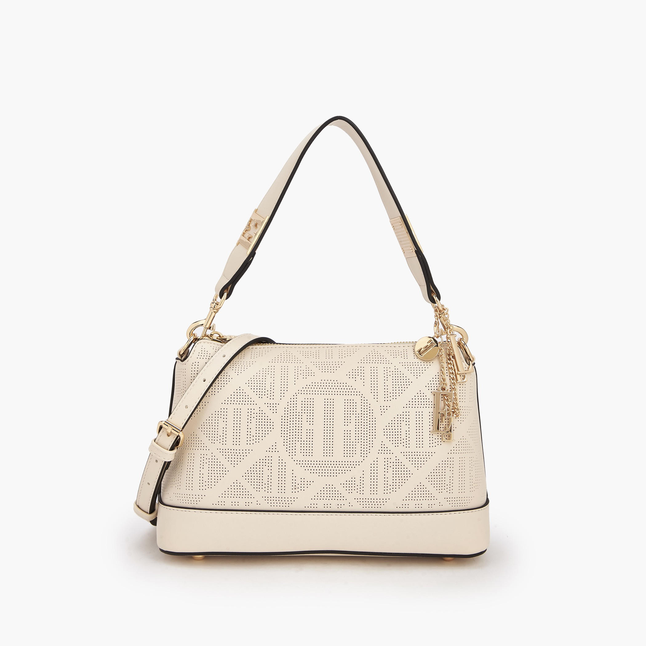 Elle Laser Cut Textured Shoulder Bag with Detachable Strap-women-bagsandwallets-handbags-image-1