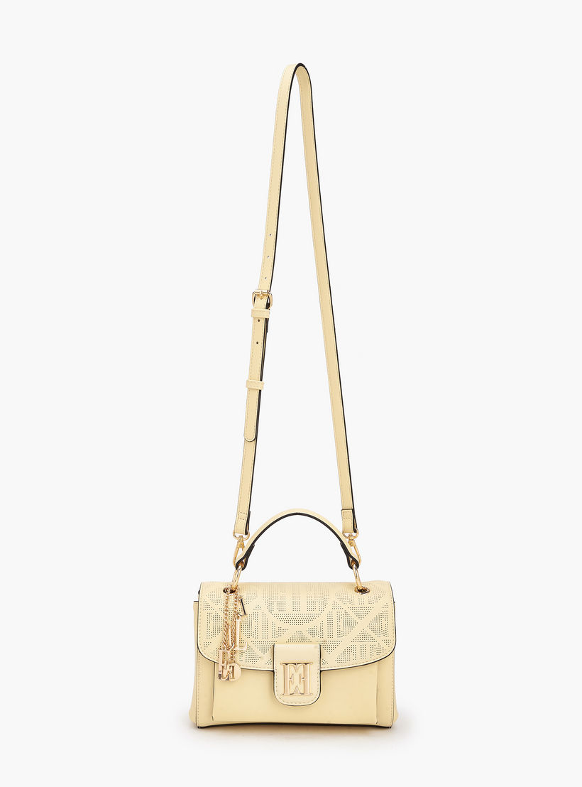 Elle Laser Cut Textured Satchel Bag with Detachable Strap-women-bagsandwallets-handbags-image-2