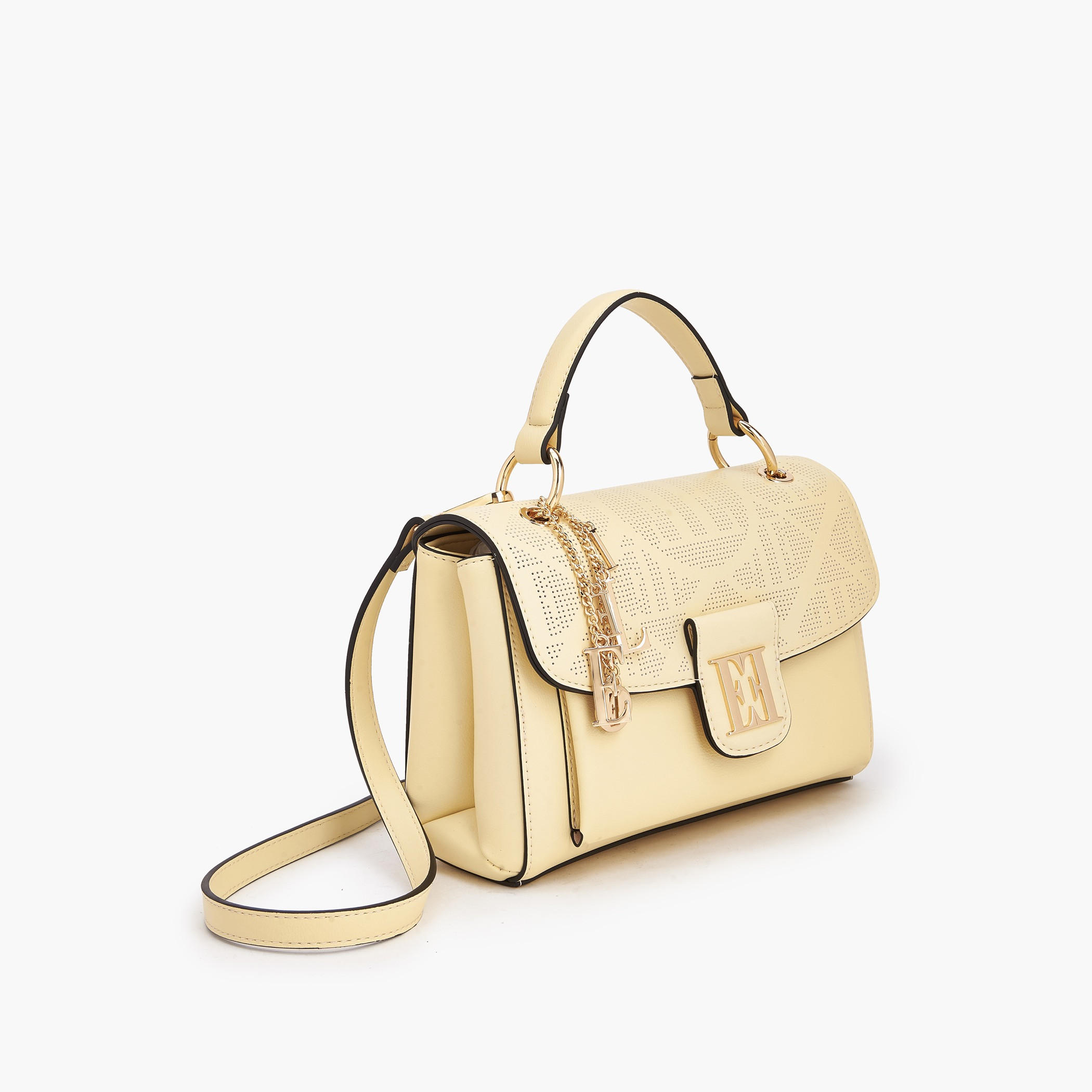 Elle Laser Cut Textured Satchel Bag with Detachable Strap-women-bagsandwallets-handbags-image-3