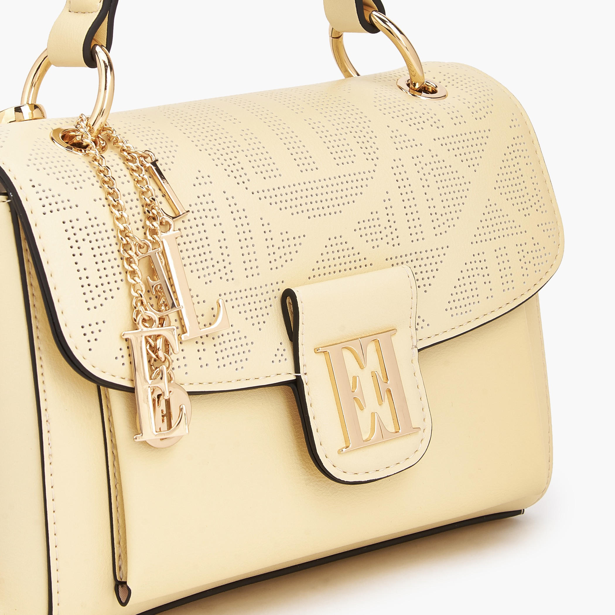 Elle Laser Cut Textured Satchel Bag with Detachable Strap-women-bagsandwallets-handbags-image-4