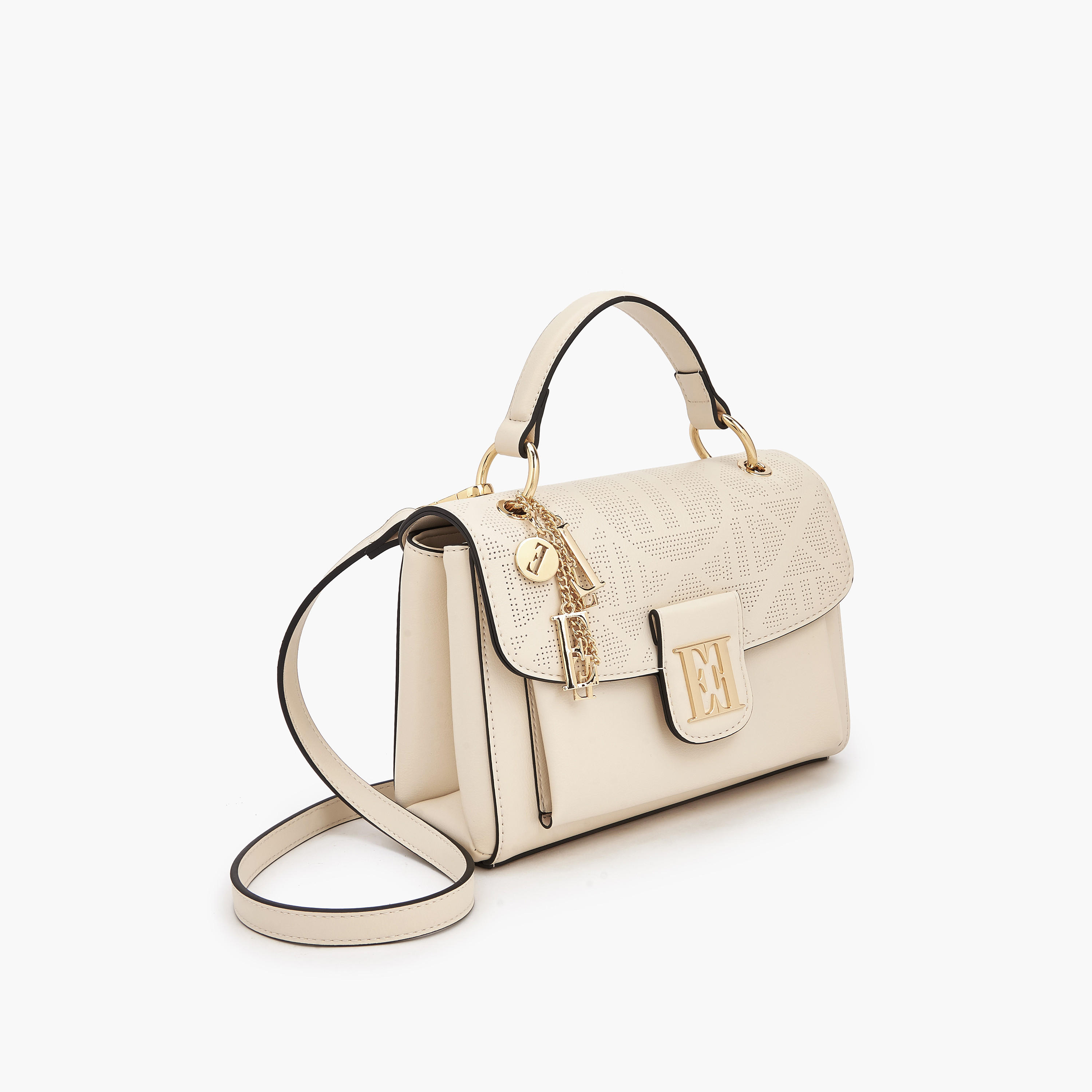 Elle Laser Cut Textured Satchel Bag with Detachable Strap-women-bagsandwallets-handbags-image-3