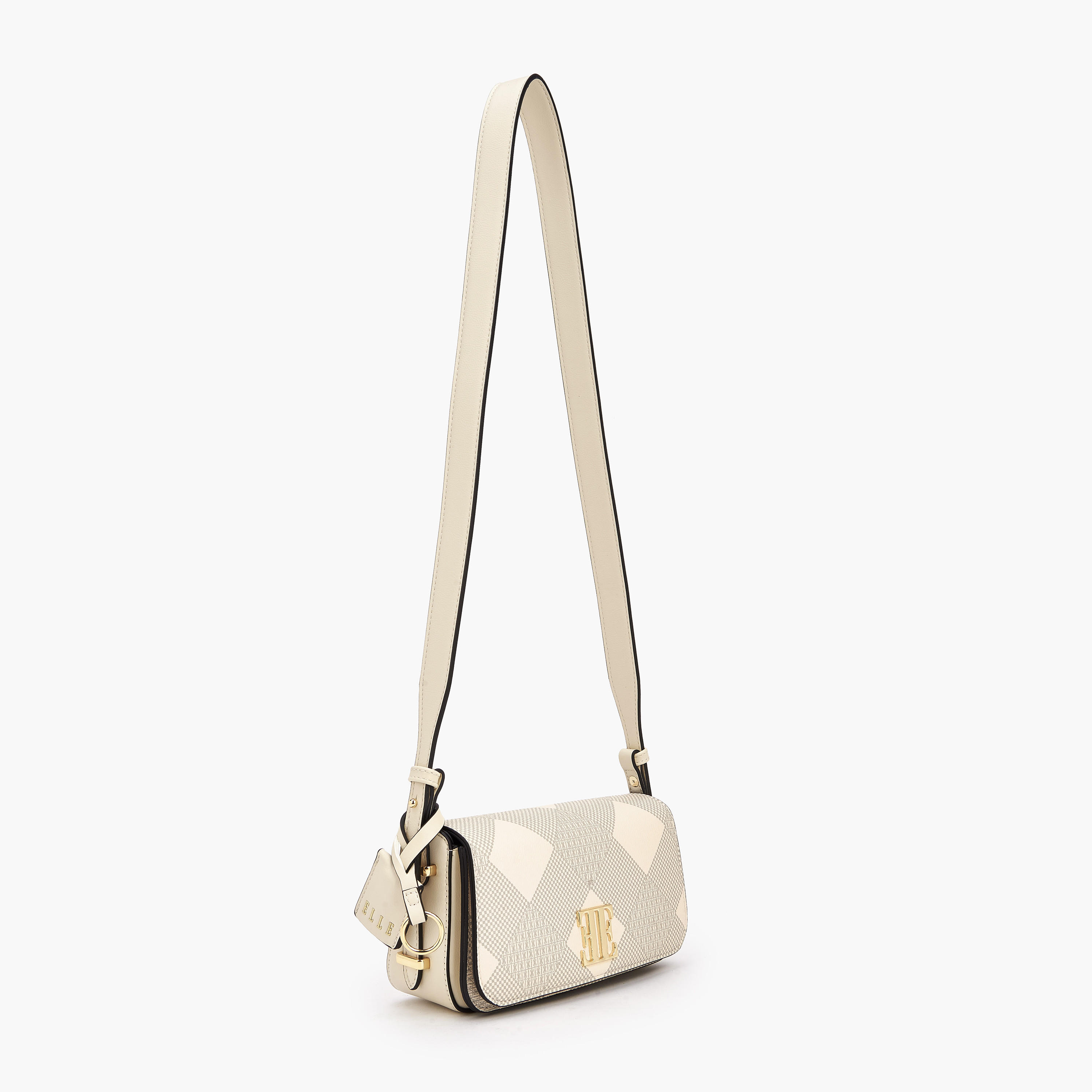Elle Checked Shoulder Bag with Flap Closure-women-bagsandwallets-handbags-image-2