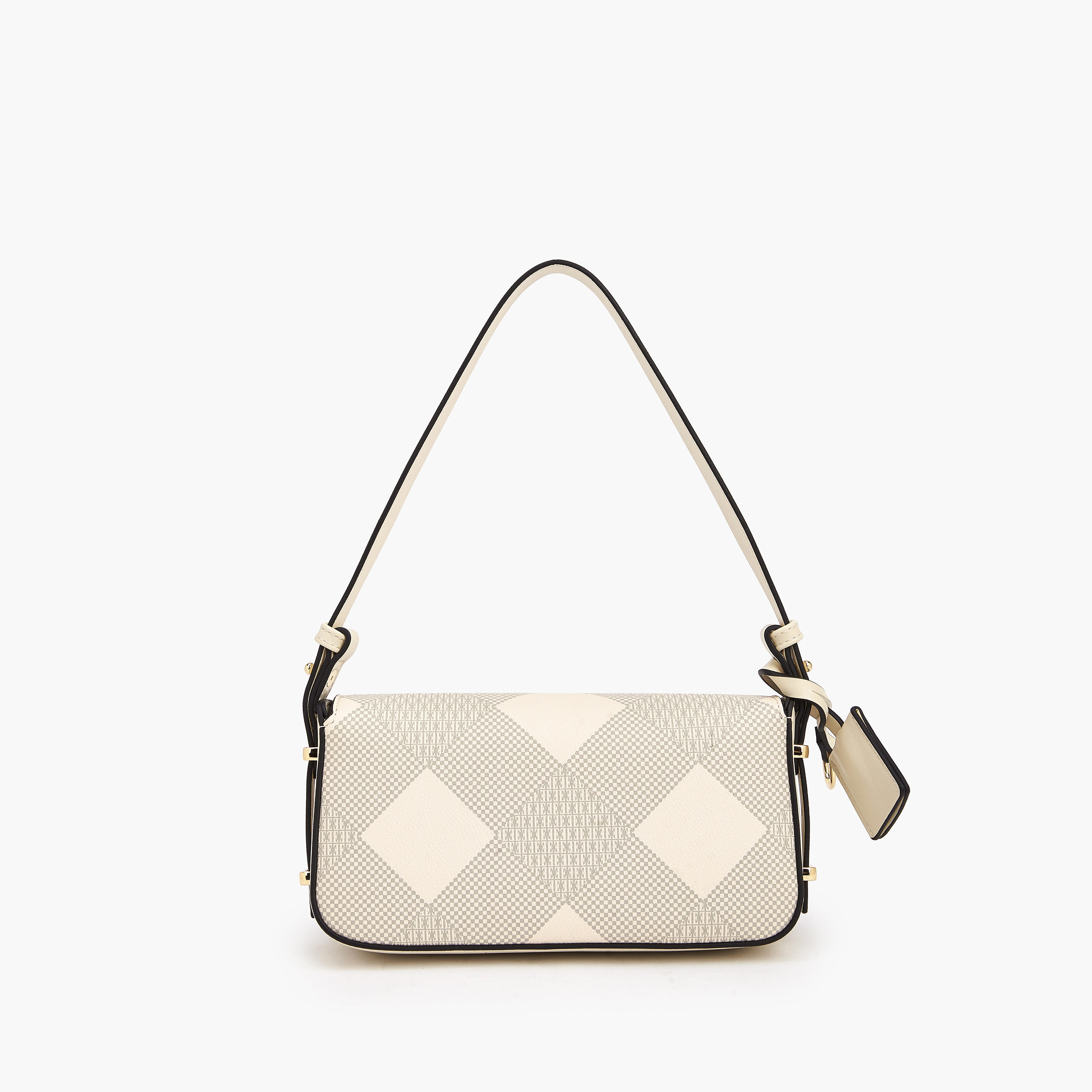 Elle Checked Shoulder Bag with Flap Closure-women-bagsandwallets-handbags-image-5