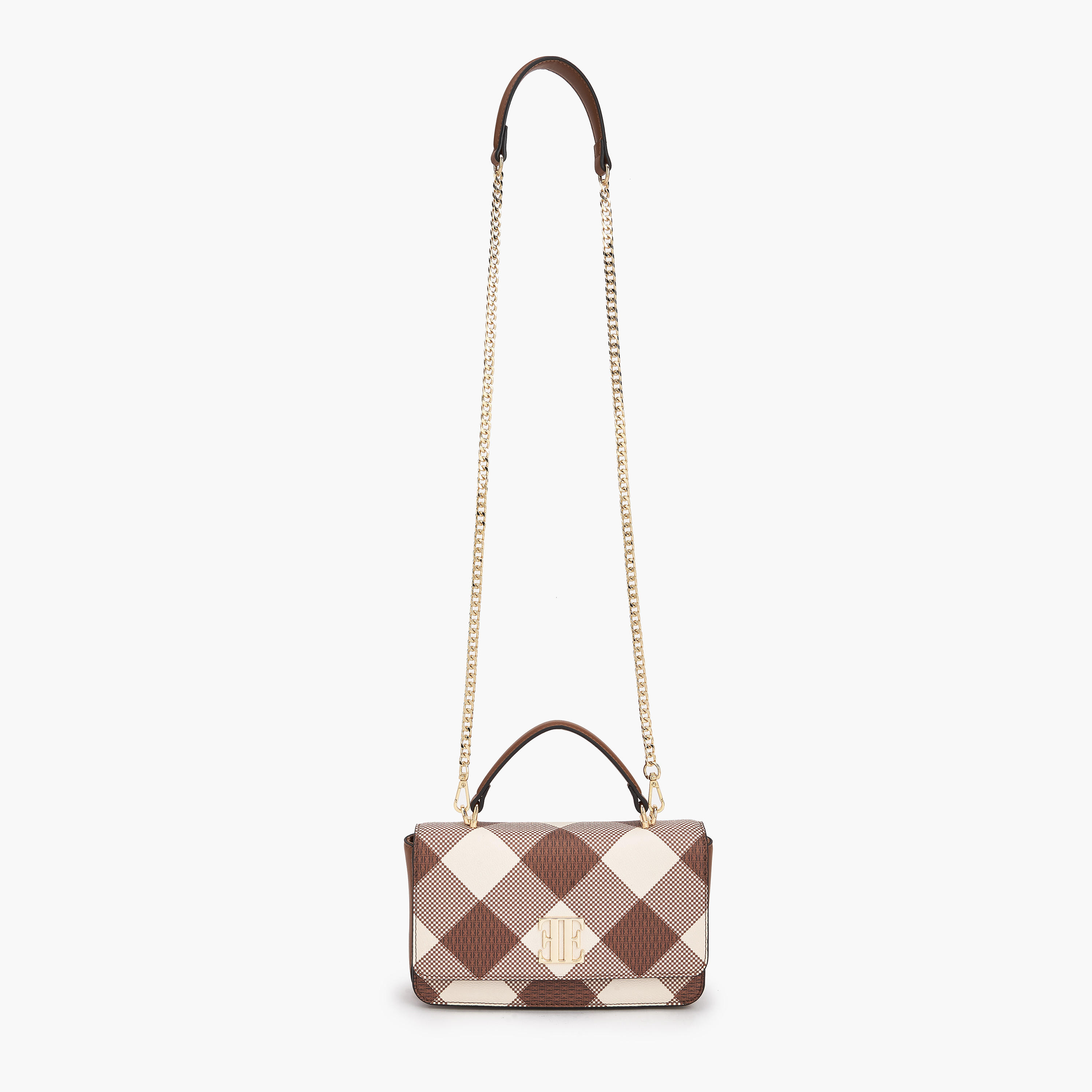 Elle Monogram Print Satchel Bag with Chain Strap-women-bagsandwallets-handbags-image-2