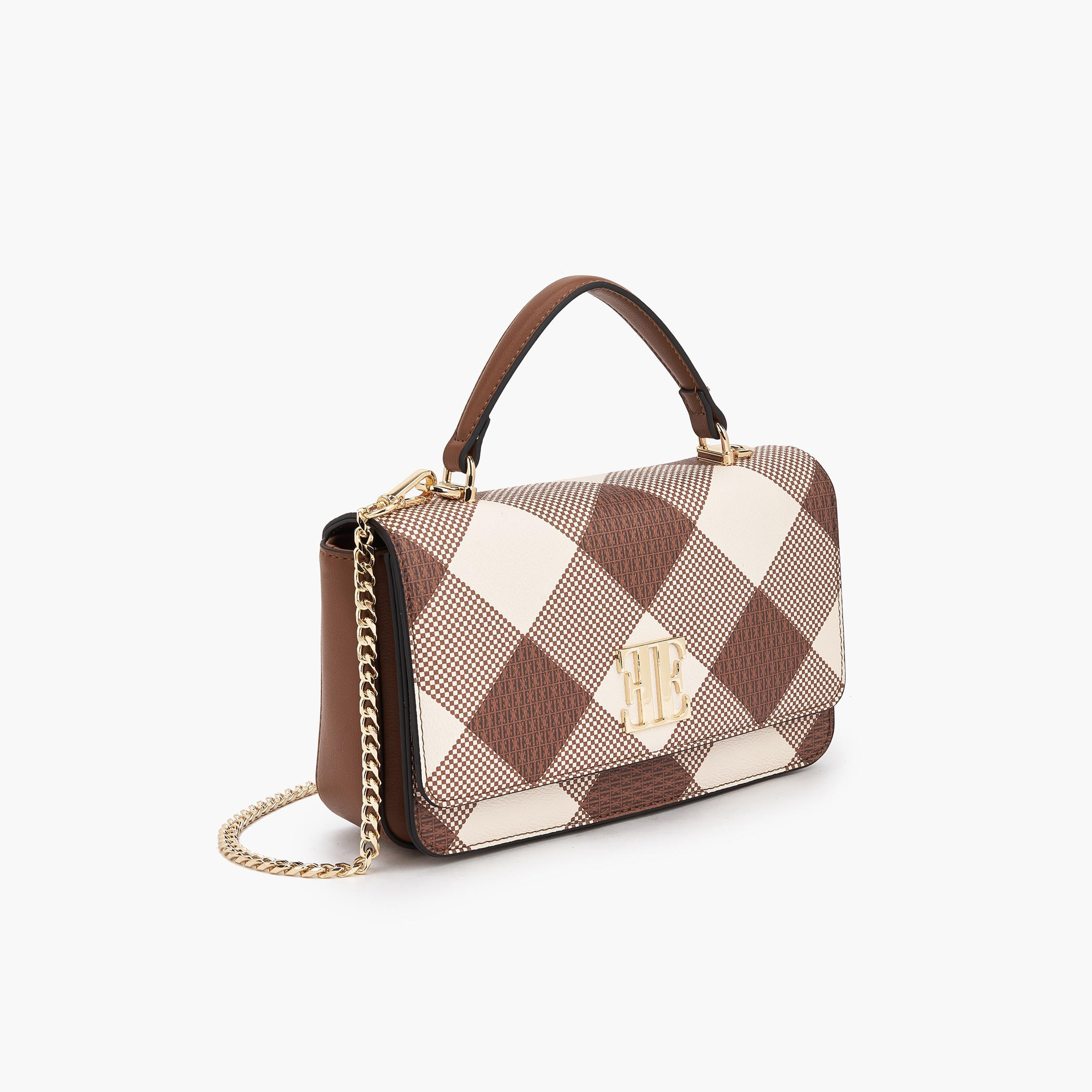Elle Monogram Print Satchel Bag with Chain Strap-women-bagsandwallets-handbags-image-3