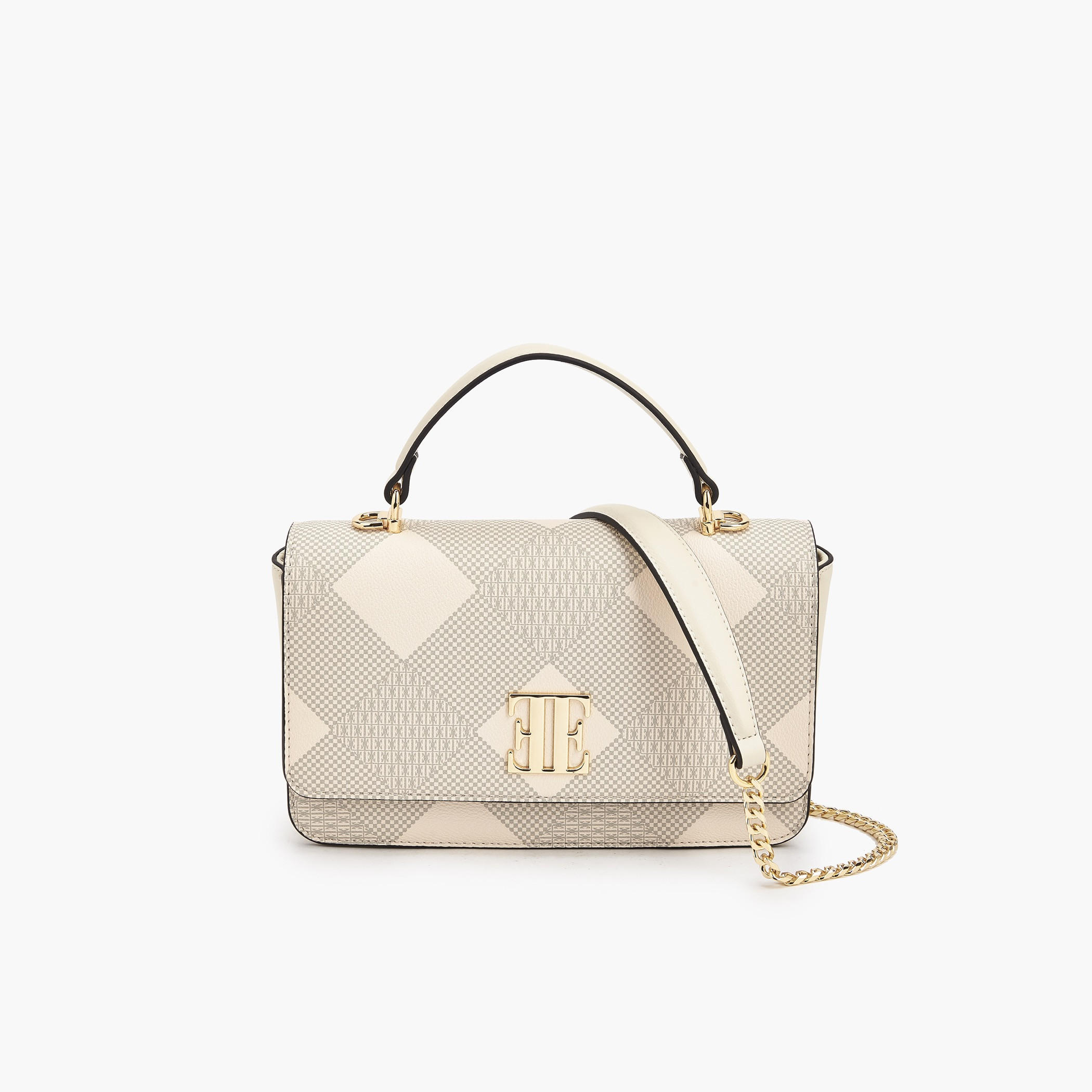 Elle Monogram Print Satchel Bag with Chain Strap-women-bagsandwallets-handbags-image-1