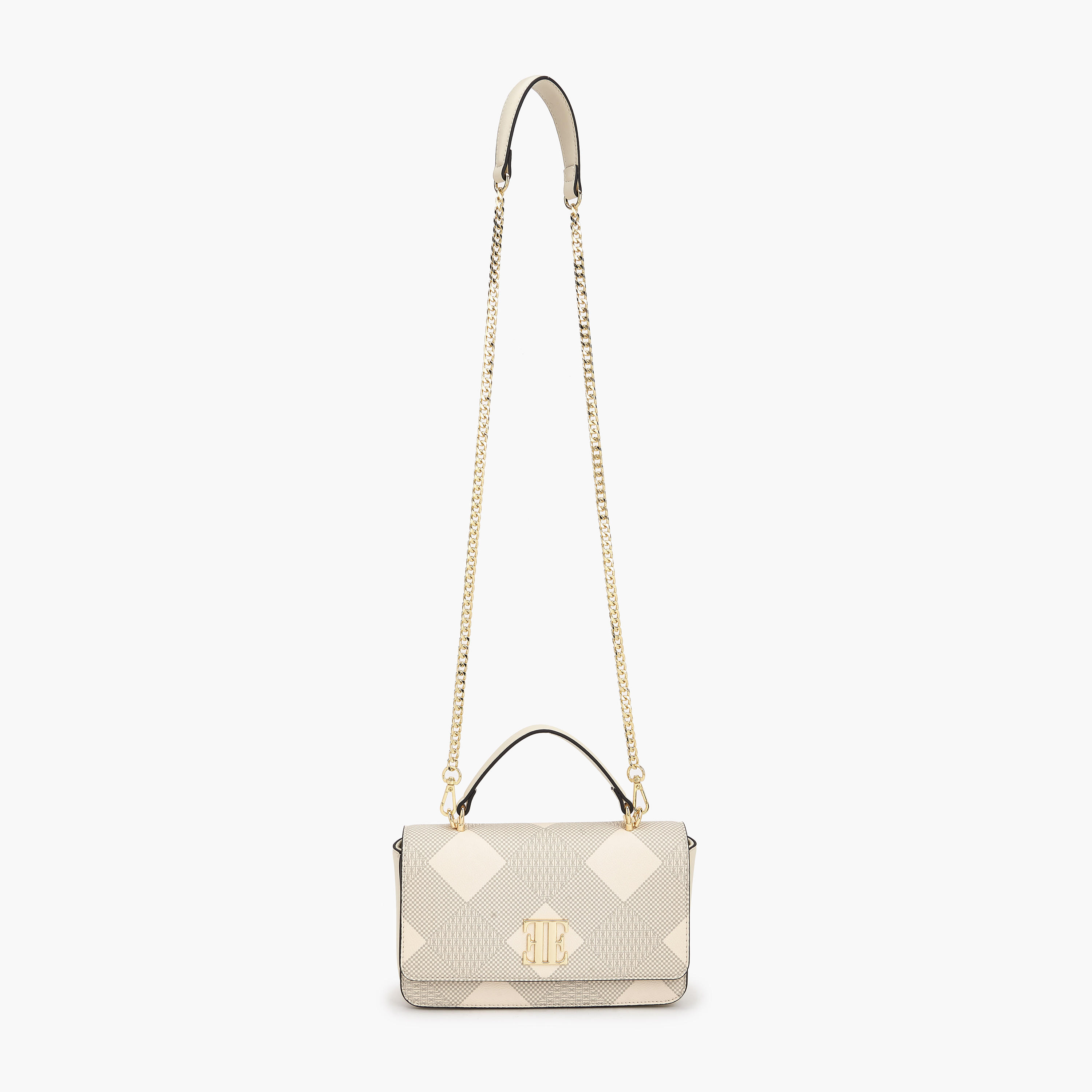 Elle Monogram Print Satchel Bag with Chain Strap-women-bagsandwallets-handbags-image-2