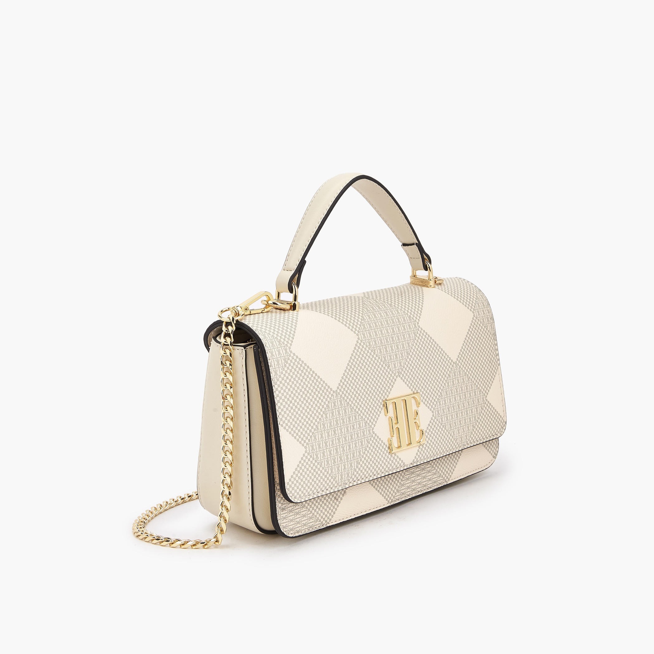Elle Monogram Print Satchel Bag with Chain Strap-women-bagsandwallets-handbags-image-3