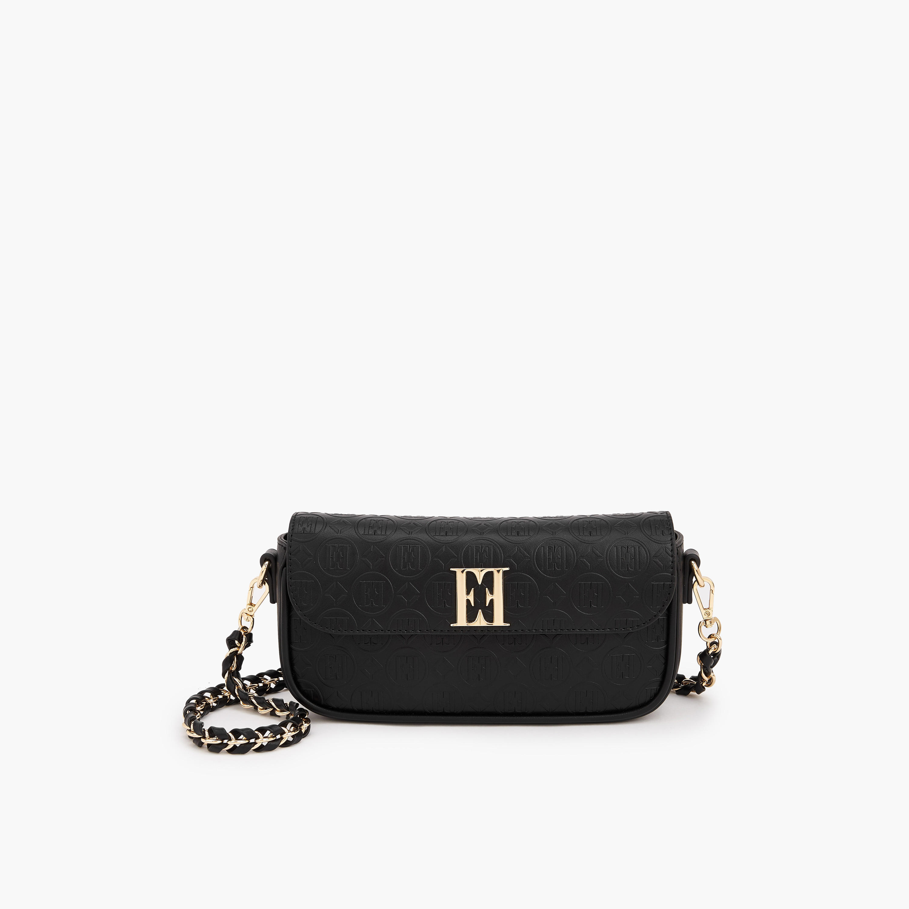 Elle Monogram Debossed Crossbody Bag with Chain Strap-women-bagsandwallets-handbags-image-1