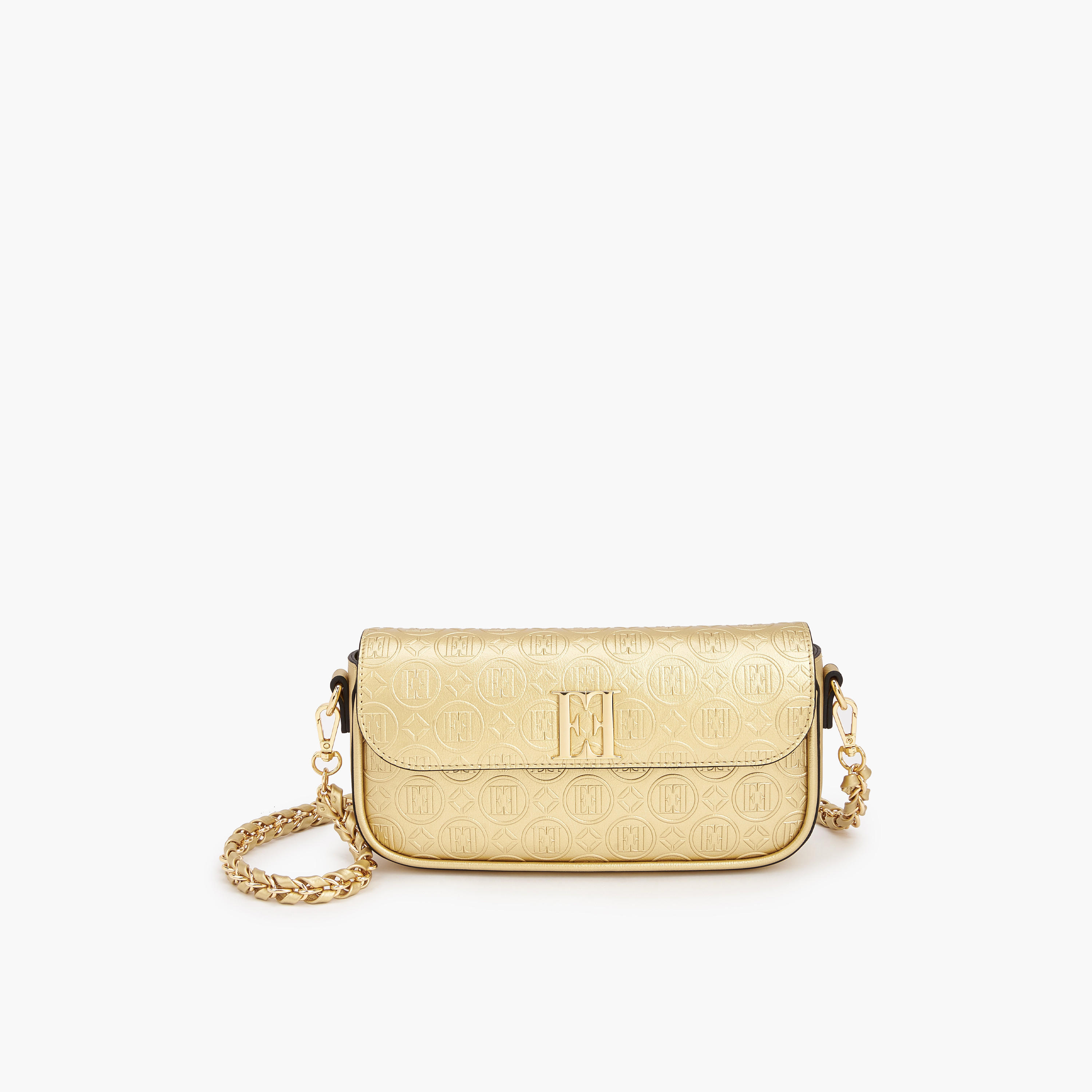 Elle Monogram Debossed Crossbody Bag with Chain Strap-women-bagsandwallets-handbags-image-1