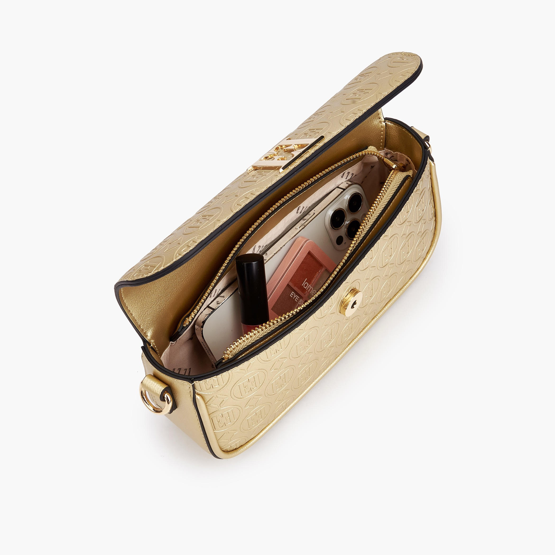 Elle Monogram Debossed Crossbody Bag with Chain Strap-women-bagsandwallets-handbags-image-8