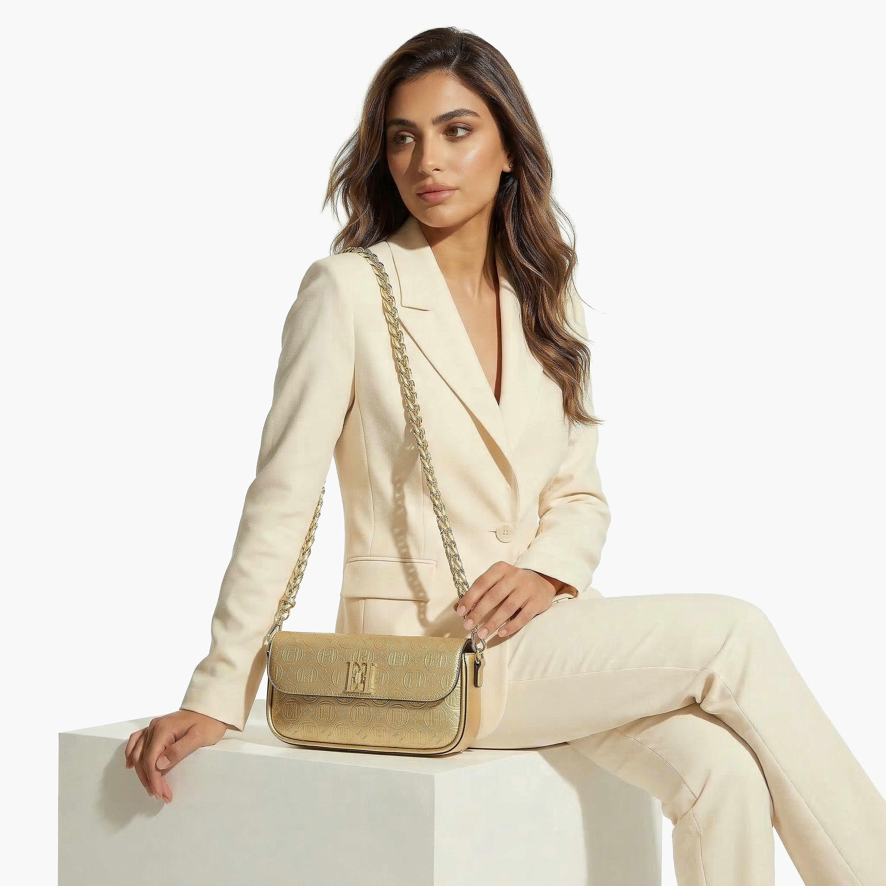 Elle Monogram Debossed Crossbody Bag with Chain Strap-women-bagsandwallets-handbags-image-2