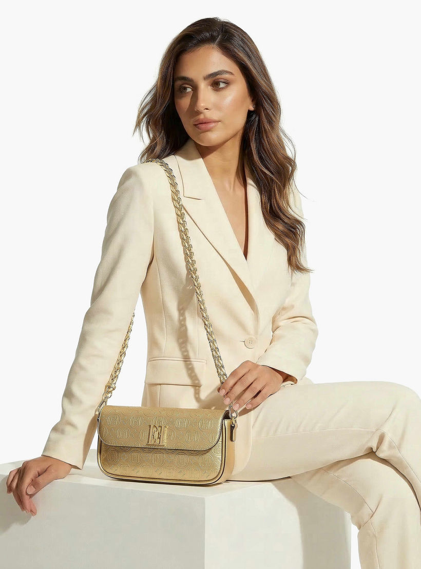 Elle Monogram Debossed Crossbody Bag with Chain Strap-women-bagsandwallets-handbags-image-2