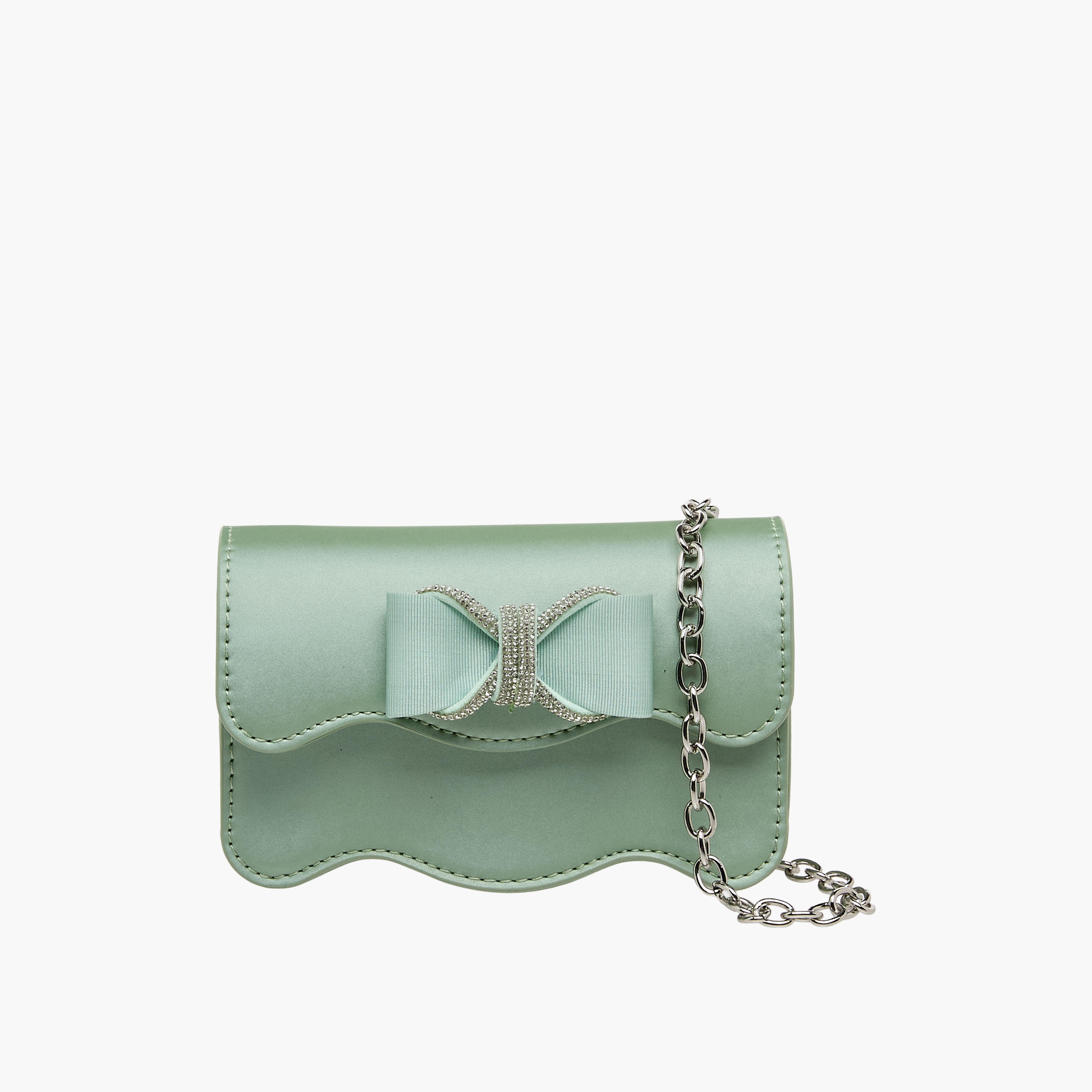 Celeste Scalloped Bow Embellished Crossbody Bag with Chain Strap-girls-accessories-bags-image-1
