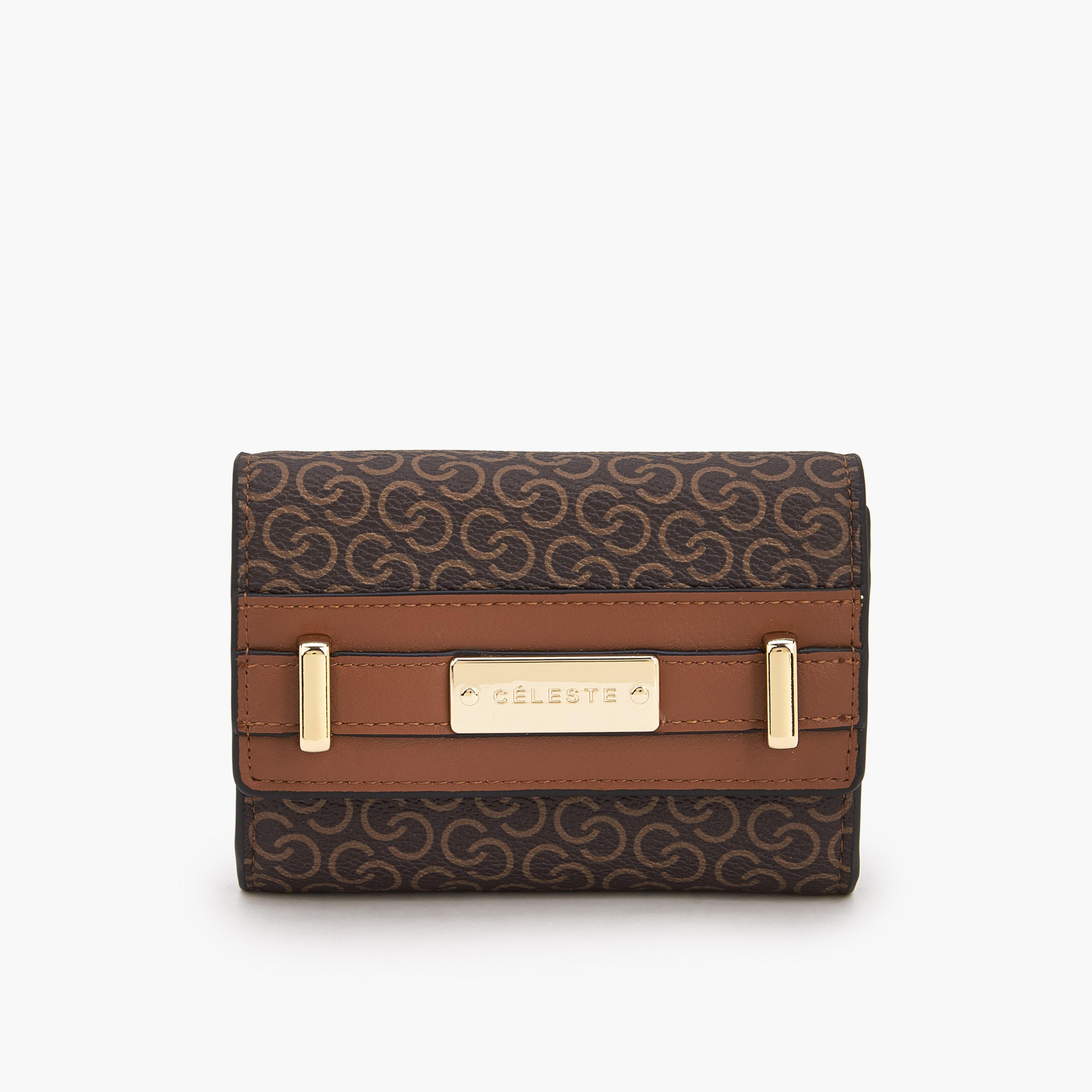 Celeste Monogram Print Wallet with Magnetic Snap Button Closure-women-bagsandwallets-wallets-image-1