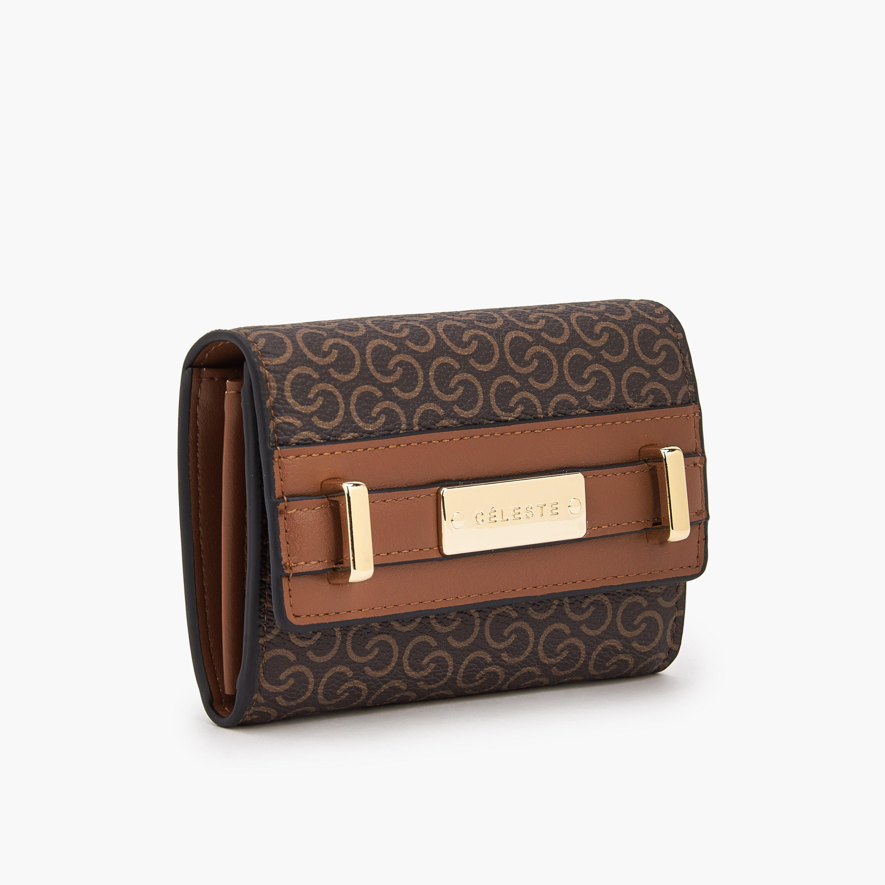 Celeste Monogram Print Wallet with Magnetic Snap Button Closure-women-bagsandwallets-wallets-image-2