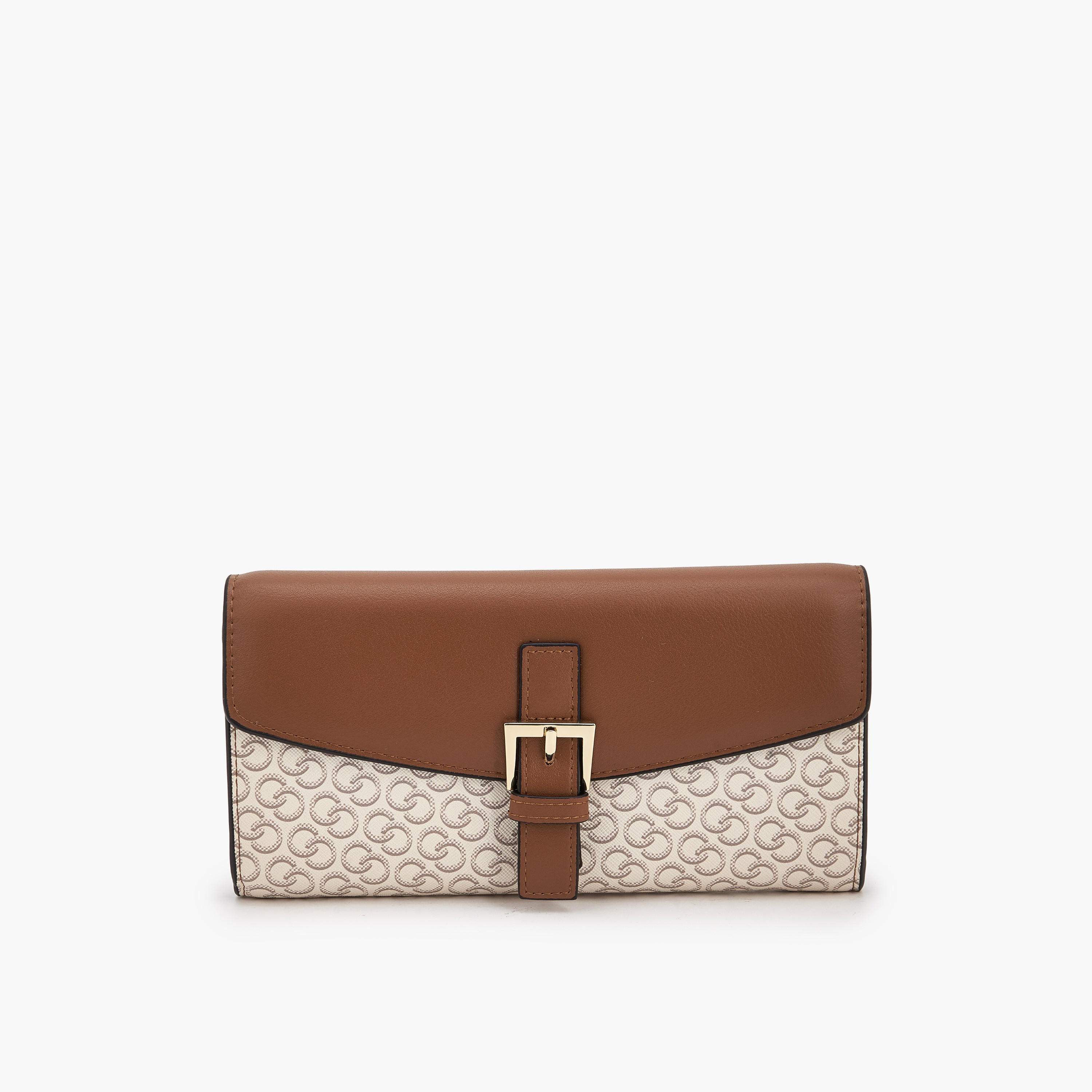 Celeste Monogram Print Wallet with Button Closure-women-bagsandwallets-wallets-image-1