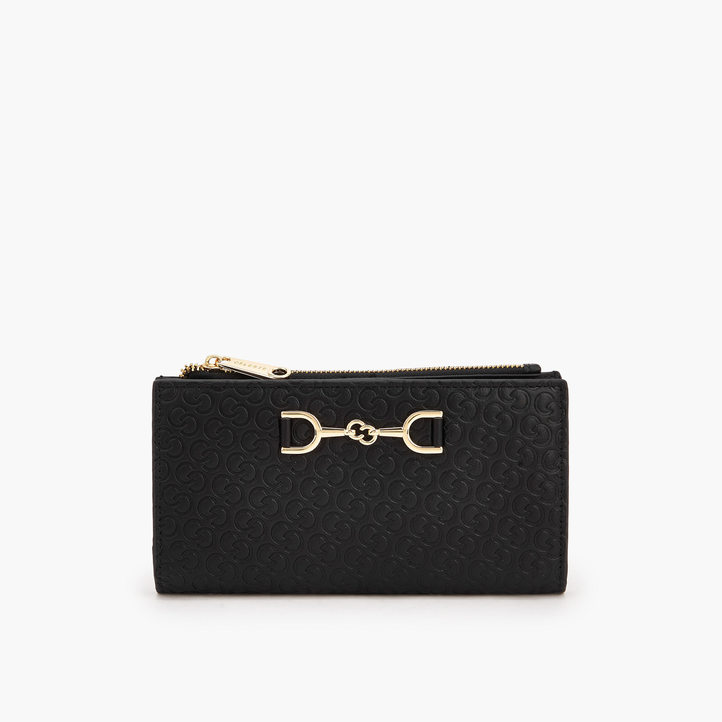 Celeste Monogram Embossed Wallet with Button Closure-women-bagsandwallets-wallets-image-1
