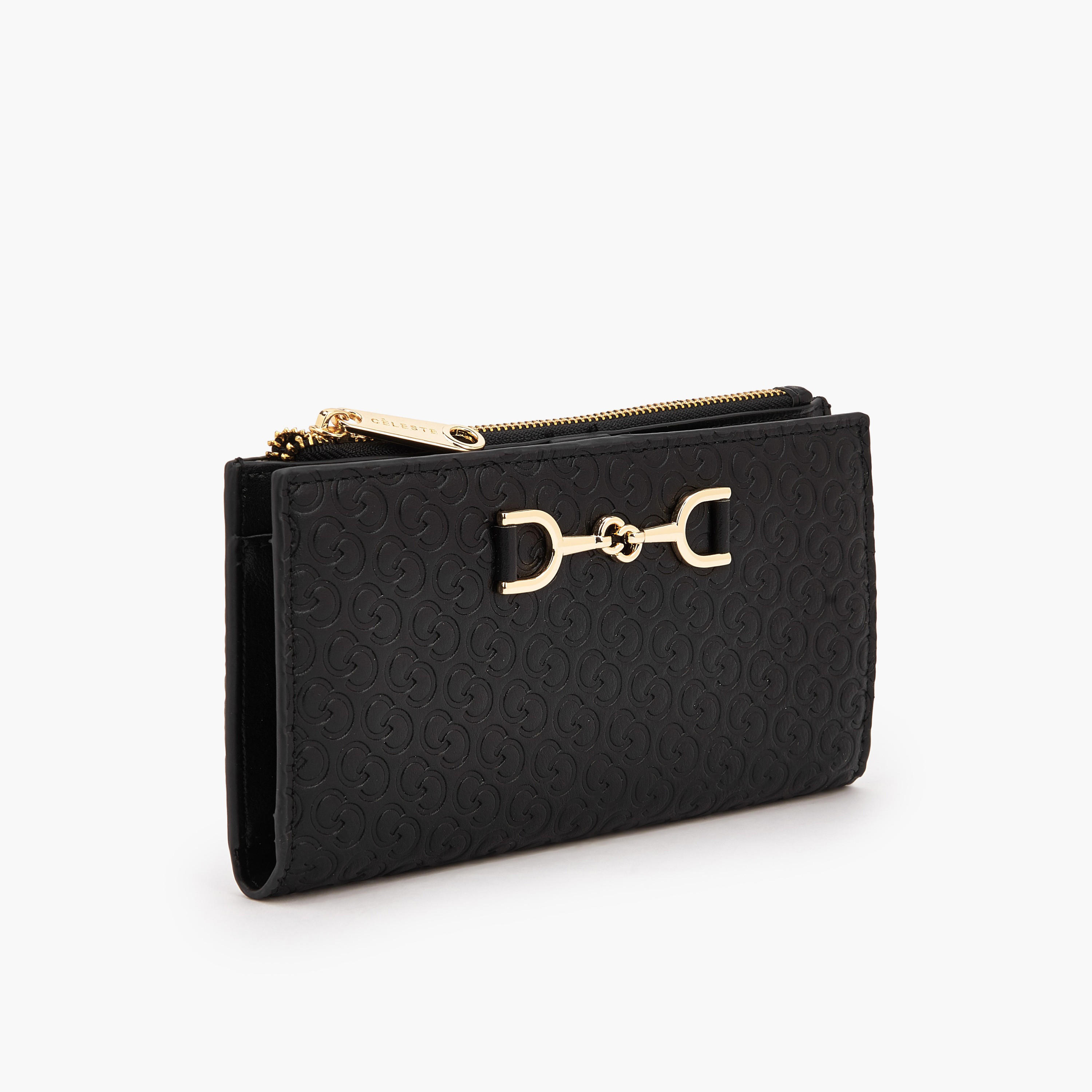 Celeste Monogram Embossed Wallet with Button Closure-women-bagsandwallets-wallets-image-2