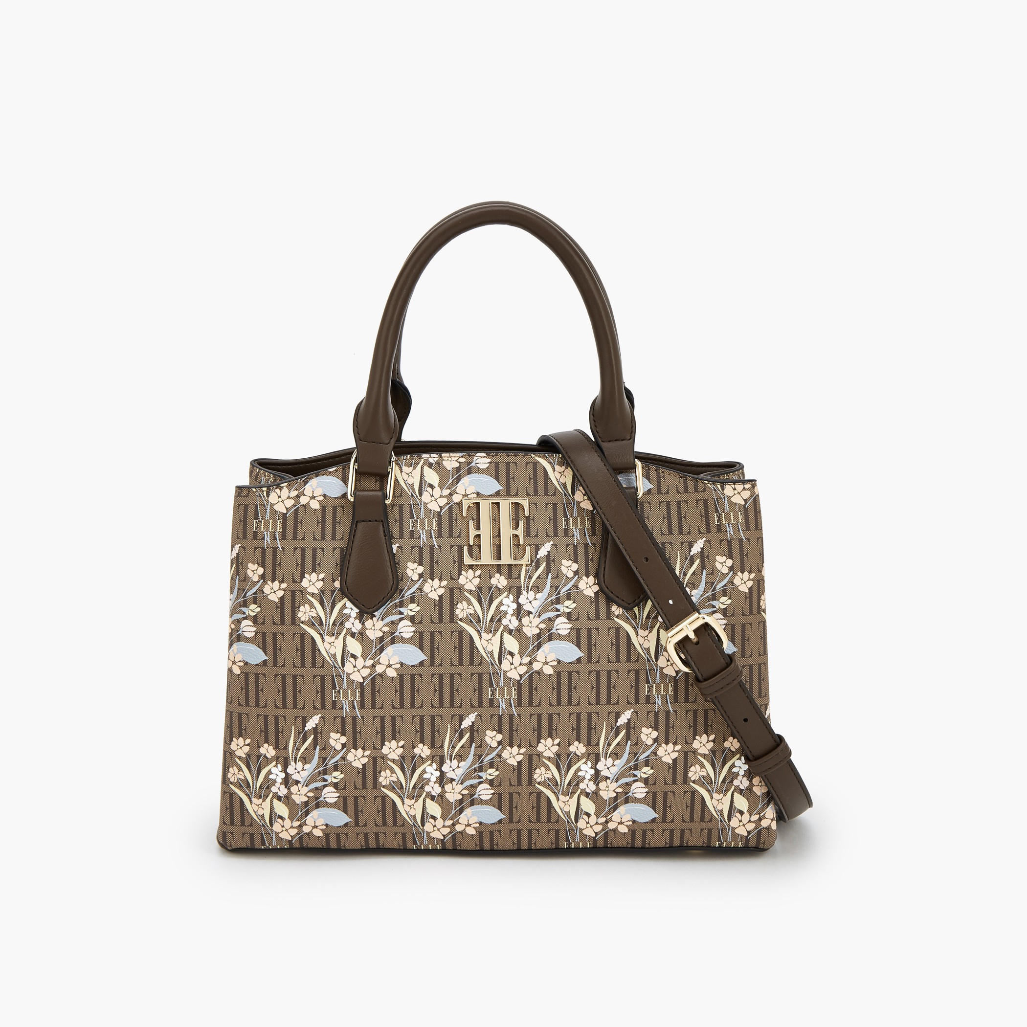 شنطة ساتشل بطبعات مونوجرام وزهور مع حزام قابل للفصل من إيل-women-bagsandwallets-handbags-image-1