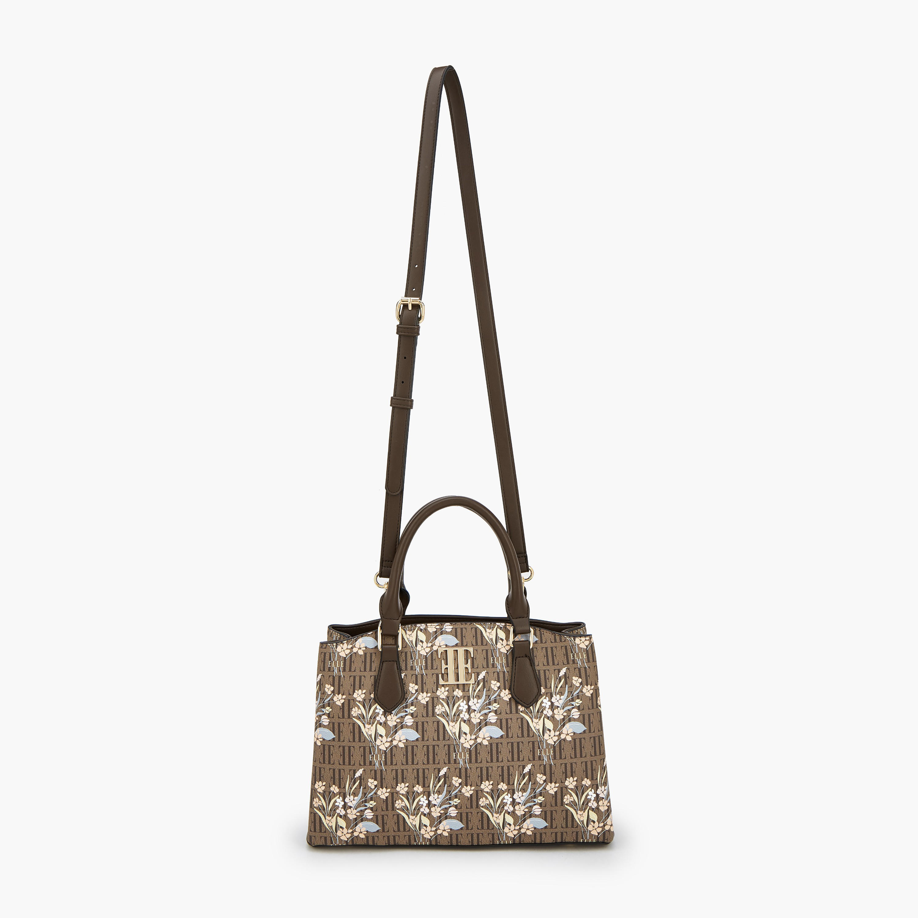 Elle Floral Monogram Print Satchel Bag with Detachable Strap-women-bagsandwallets-handbags-image-3