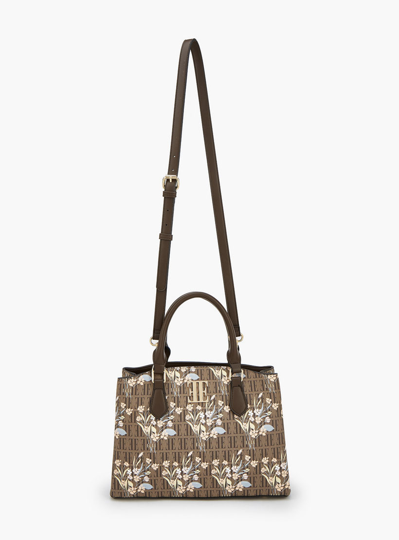 شنطة ساتشل بطبعات مونوجرام وزهور مع حزام قابل للفصل من إيل-women-bagsandwallets-handbags-image-3