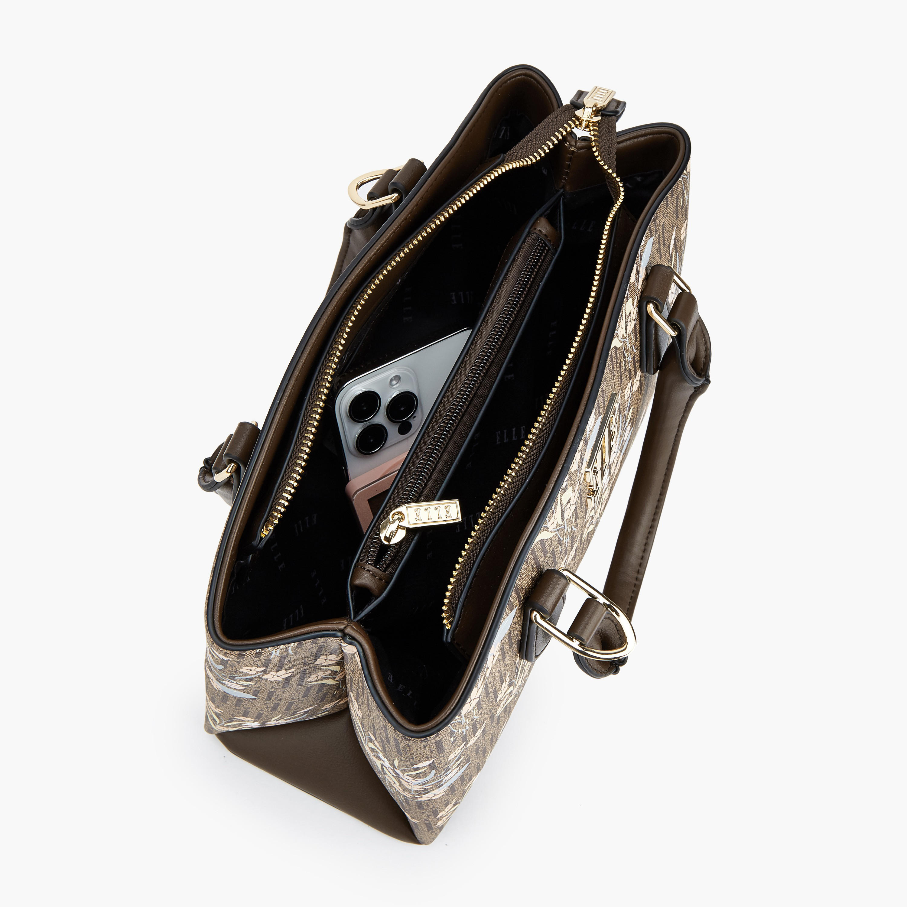 شنطة ساتشل بطبعات مونوجرام وزهور مع حزام قابل للفصل من إيل-women-bagsandwallets-handbags-image-8