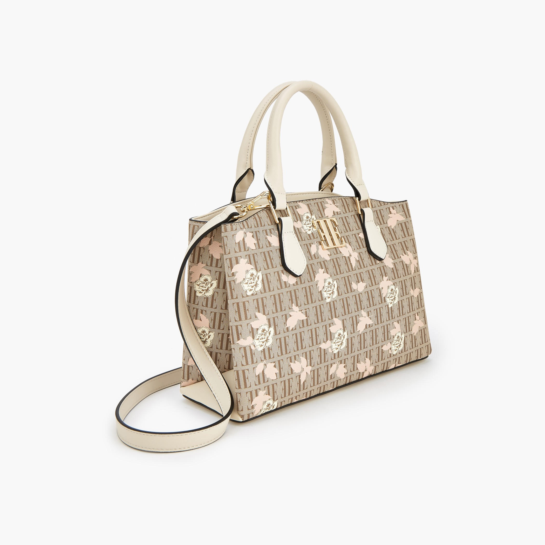Elle Floral Monogram Print Satchel Bag with Detachable Strap-women-bagsandwallets-handbags-image-4