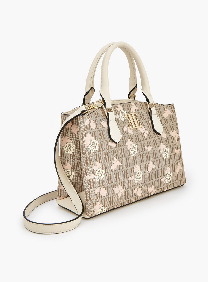 Elle Floral Monogram Print Satchel Bag with Detachable Strap-women-bagsandwallets-handbags-image-4