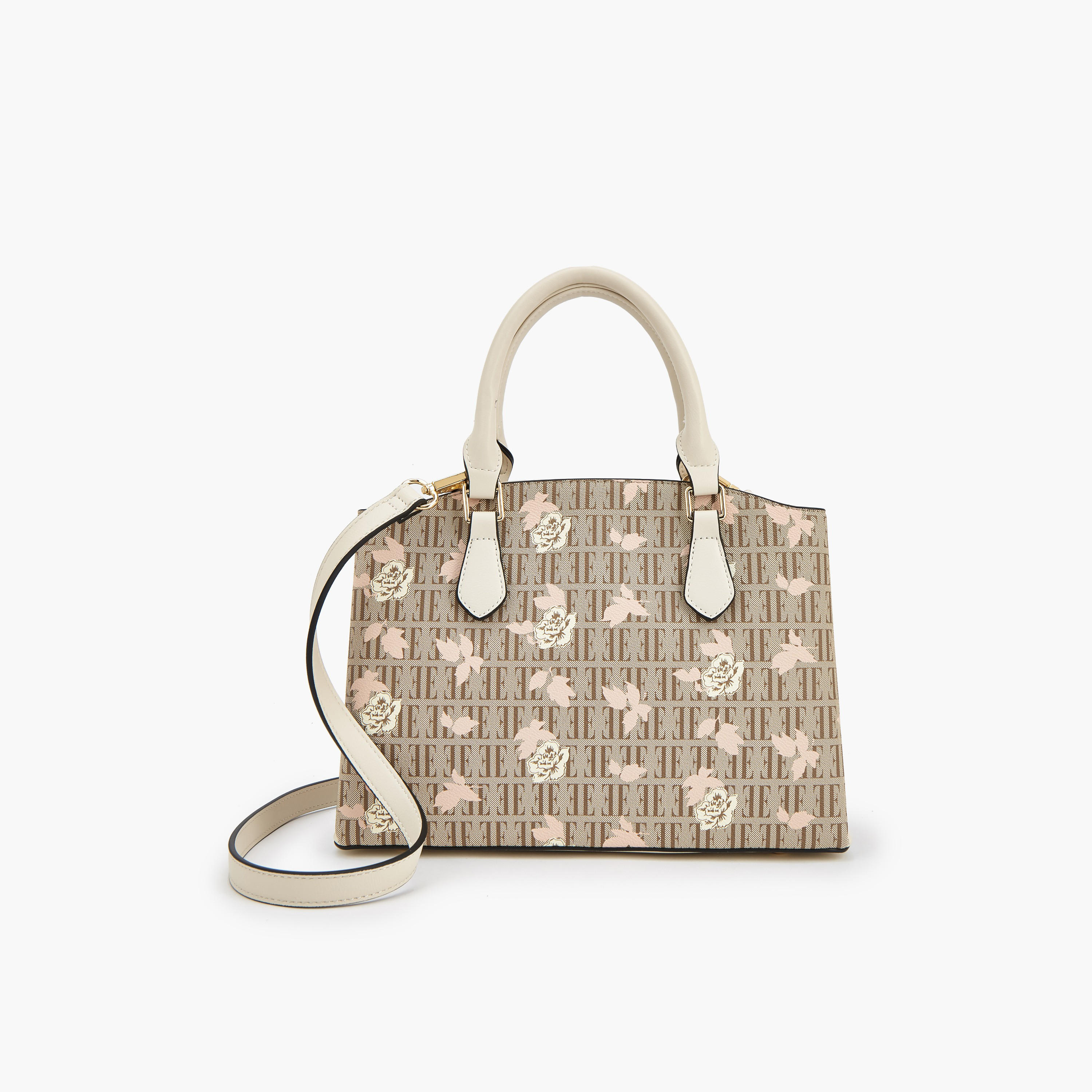 Elle Floral Monogram Print Satchel Bag with Detachable Strap-women-bagsandwallets-handbags-image-6