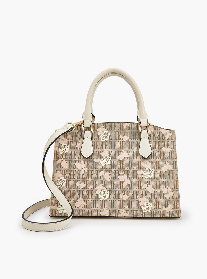Elle Floral Monogram Print Satchel Bag with Detachable Strap-women-bagsandwallets-handbags-image-6