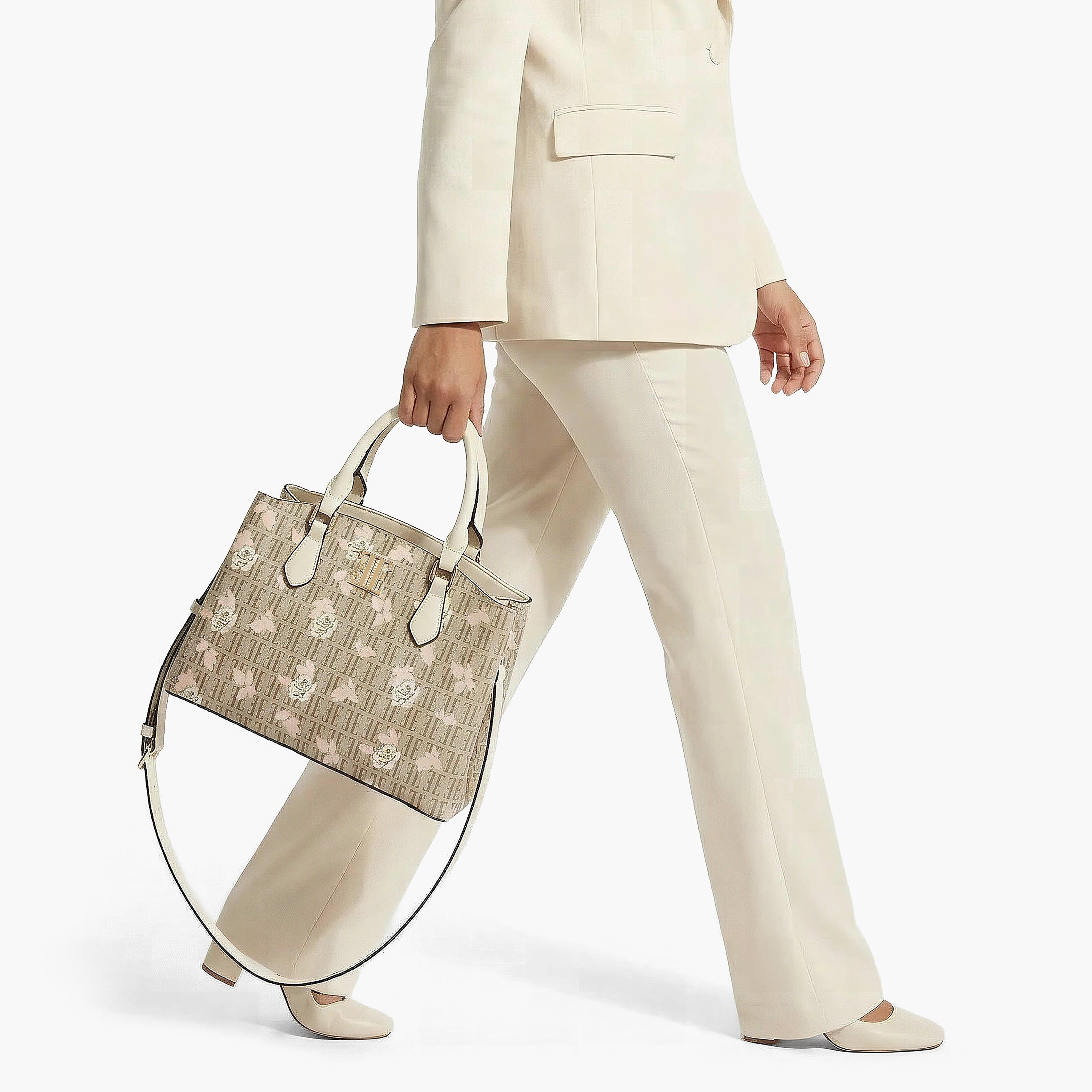 Elle Floral Monogram Print Satchel Bag with Detachable Strap-women-bagsandwallets-handbags-image-2